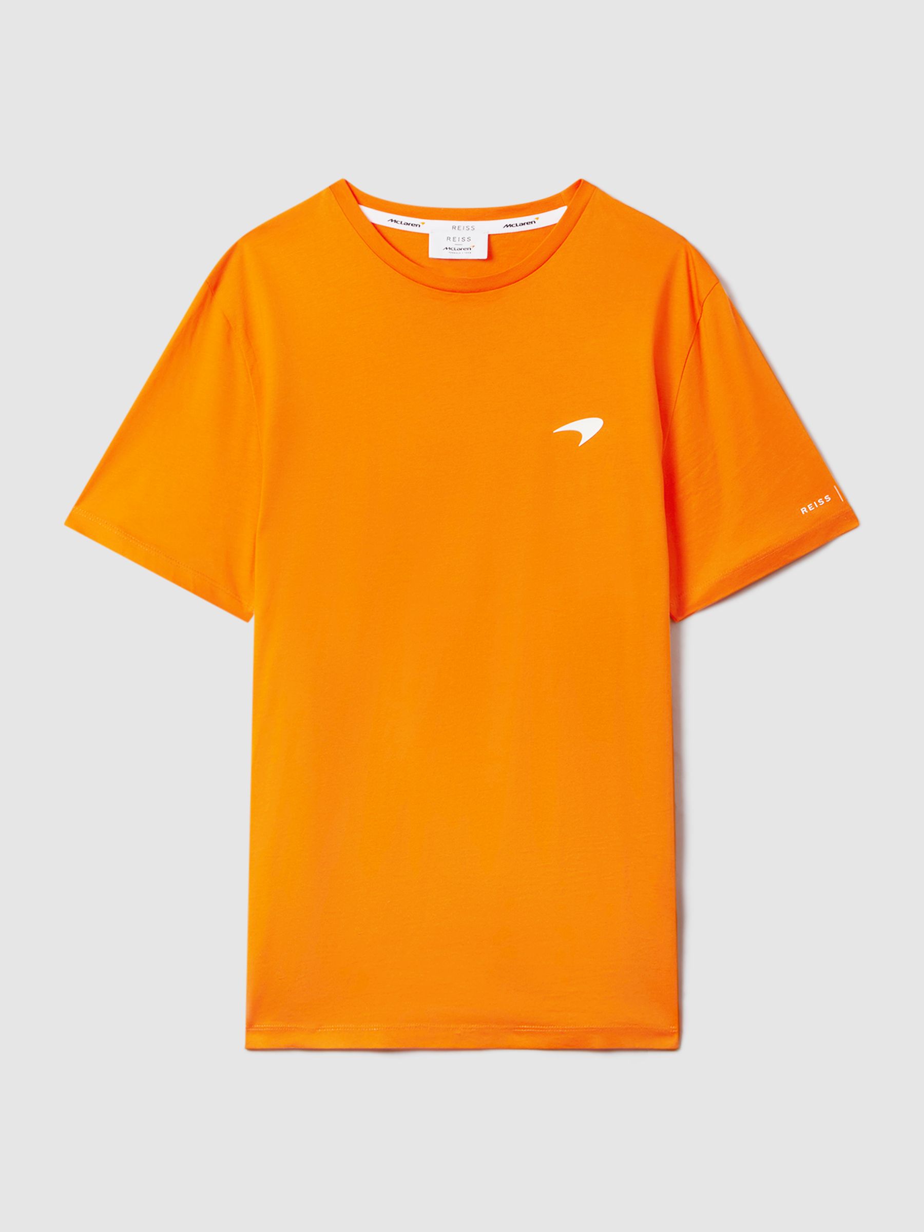 McLaren F1 Mercerised Cotton Crew Neck T-Shirt in Papaya - Image 2 of 6
