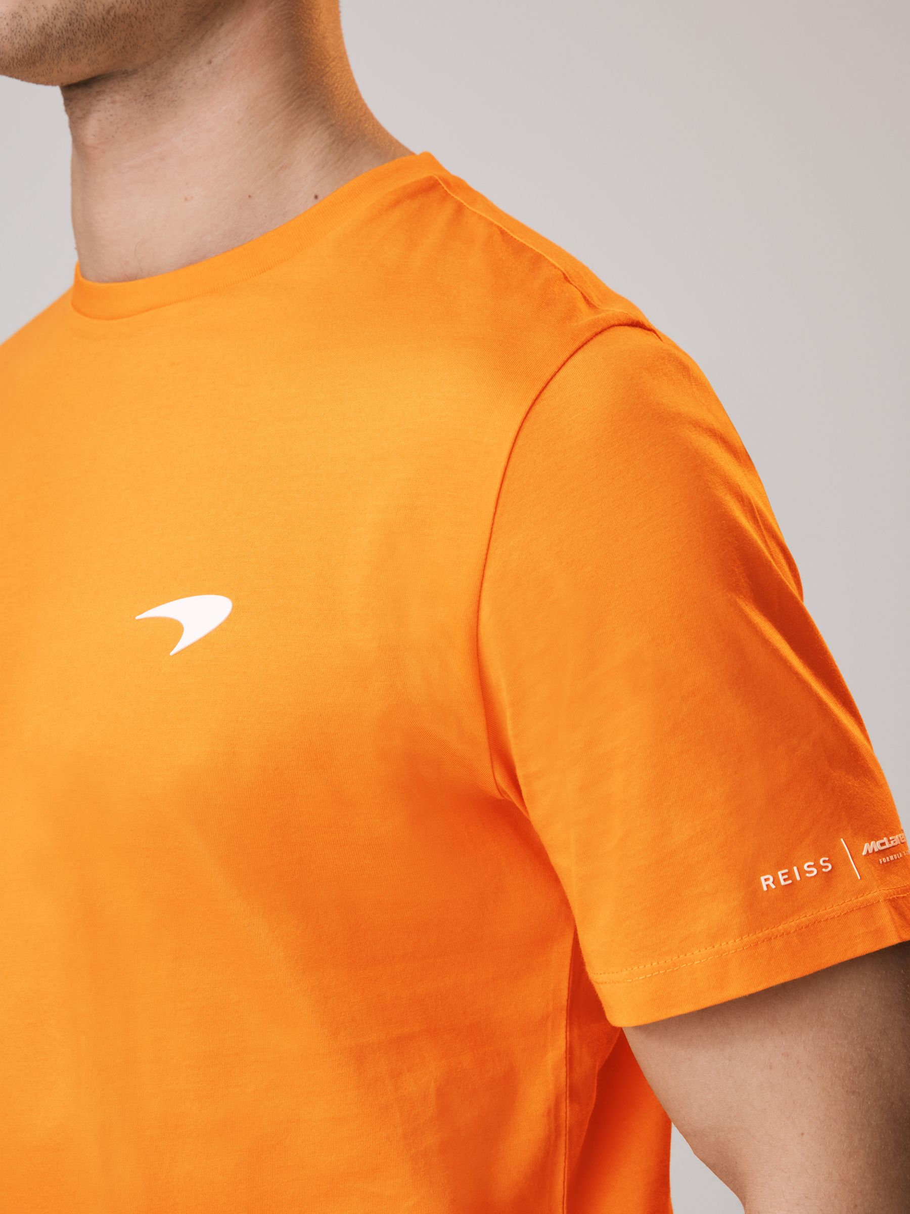 McLaren F1 Mercerised Cotton Crew Neck T-Shirt in Papaya - Image 4 of 6