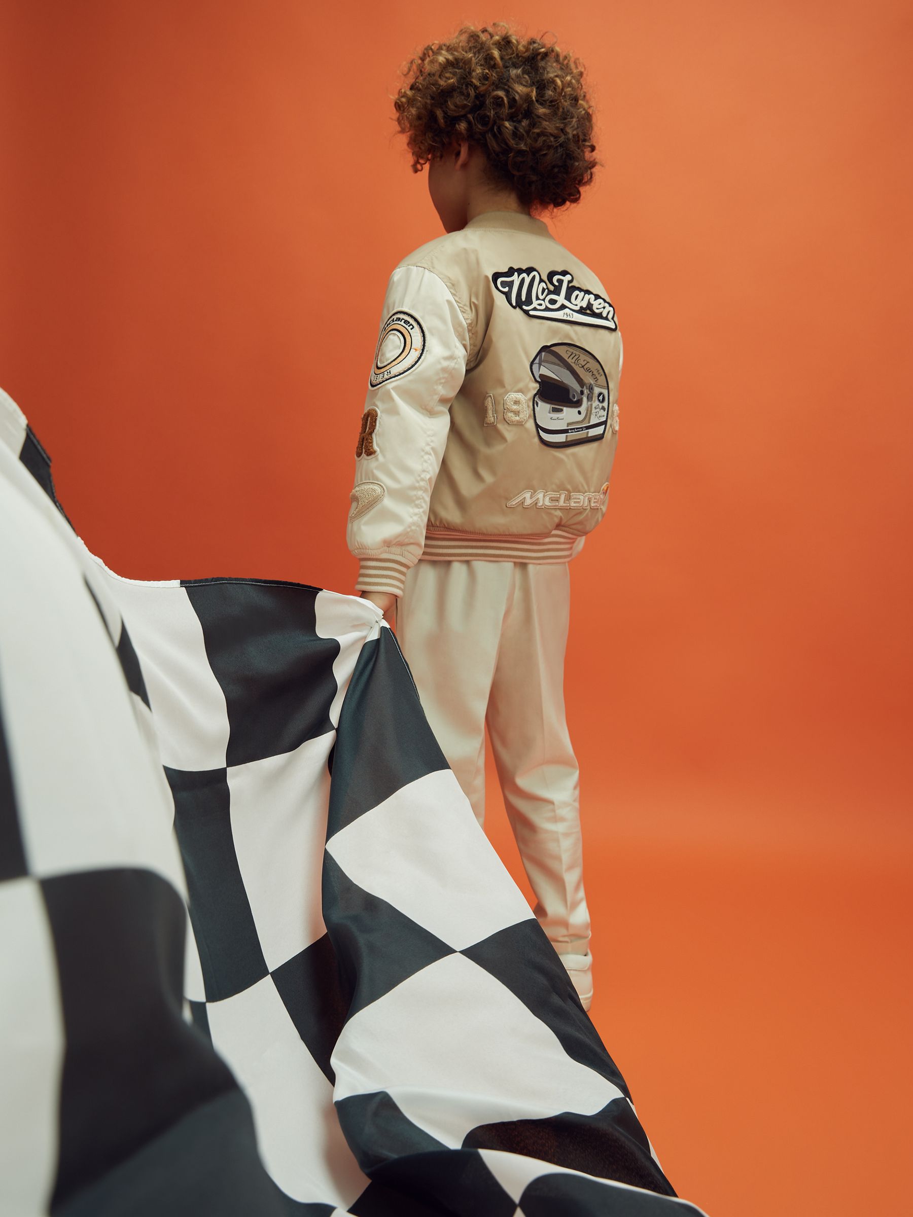 3-9 yrs McLaren F1 Patch Varsity Bomber Jacket in Taupe/Ecru - Image 10 of 12