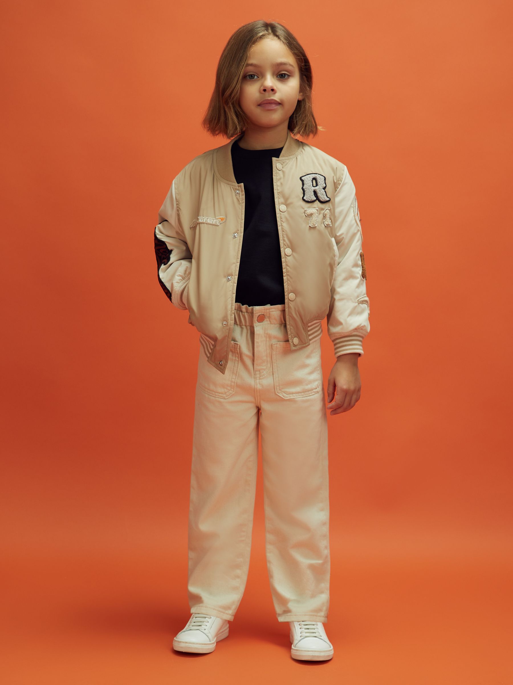 3-9 yrs McLaren F1 Patch Varsity Bomber Jacket in Taupe/Ecru - Image 3 of 12