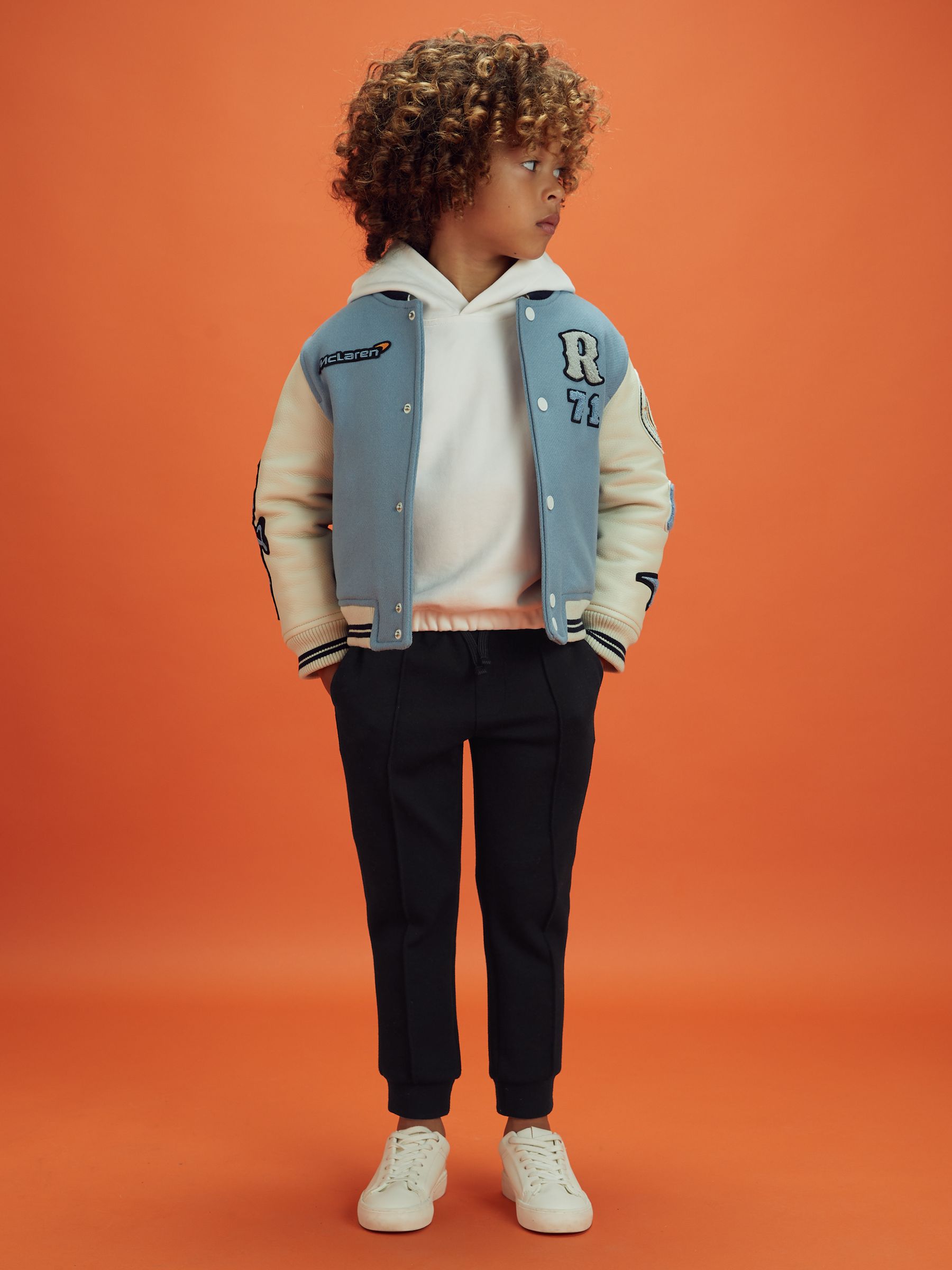 【海外限定】REISSジレ☆Foster McLaren F1 Hybrid Quilt and Kn Reiss McLaren F1 Hybrid Quilt and Knit Gilet in Papaya | REISS