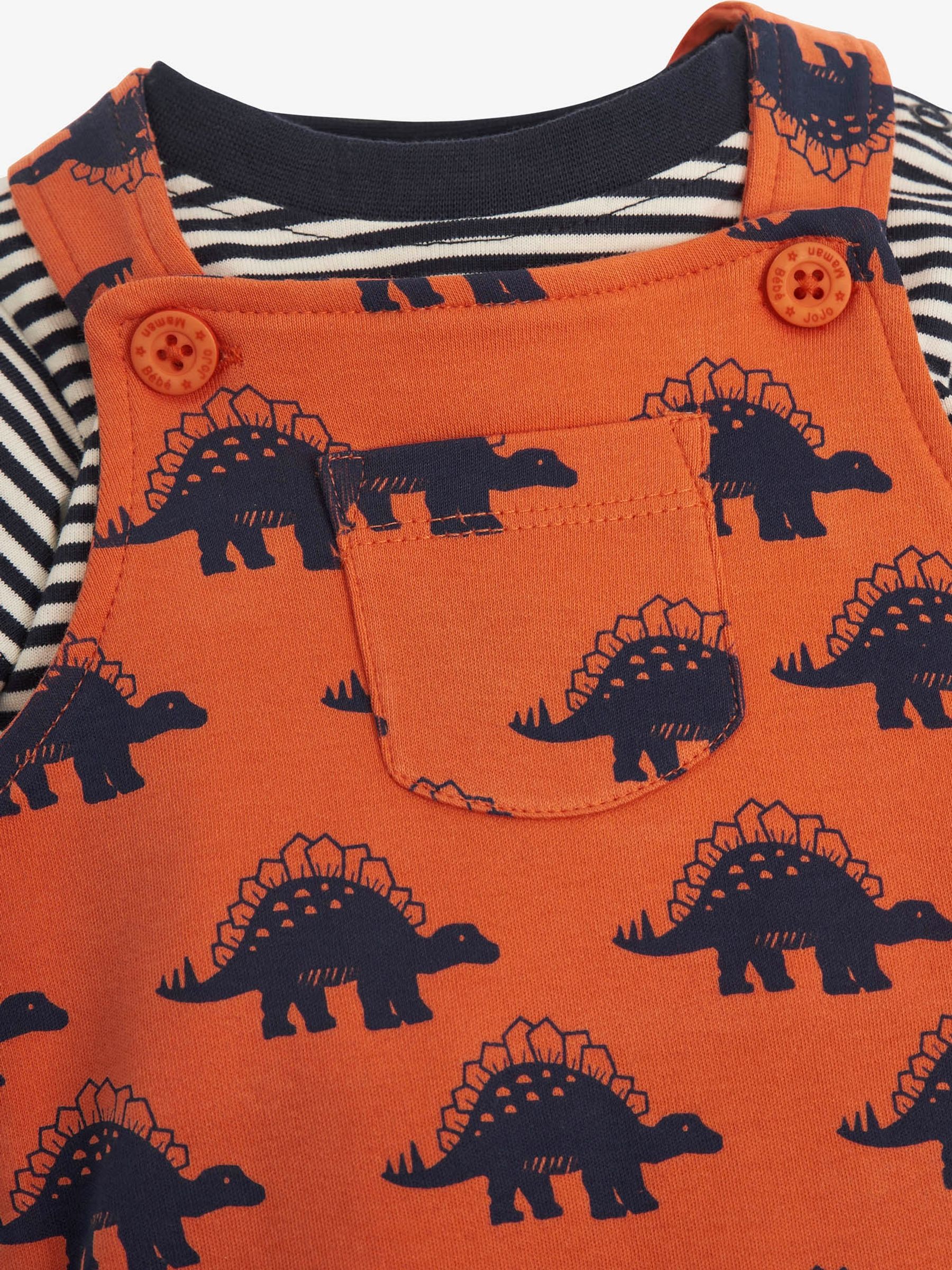 Rust 2-Piece Stegosaurus Print Baby Dungarees Set - Image 3 of 3