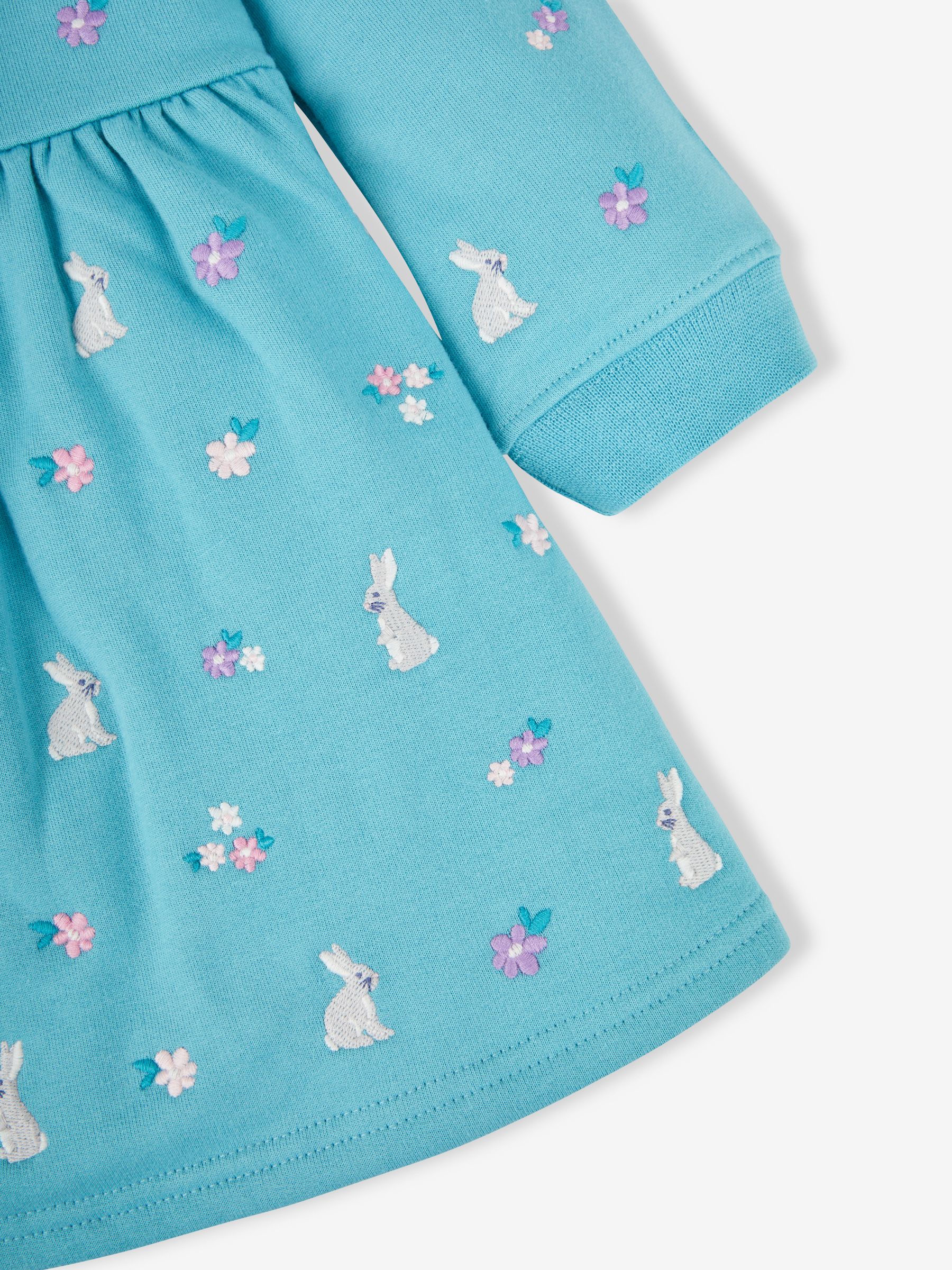 Duck Egg Blue Bunny Embroidered Sweat Dress With Collar - Image 3 of 3