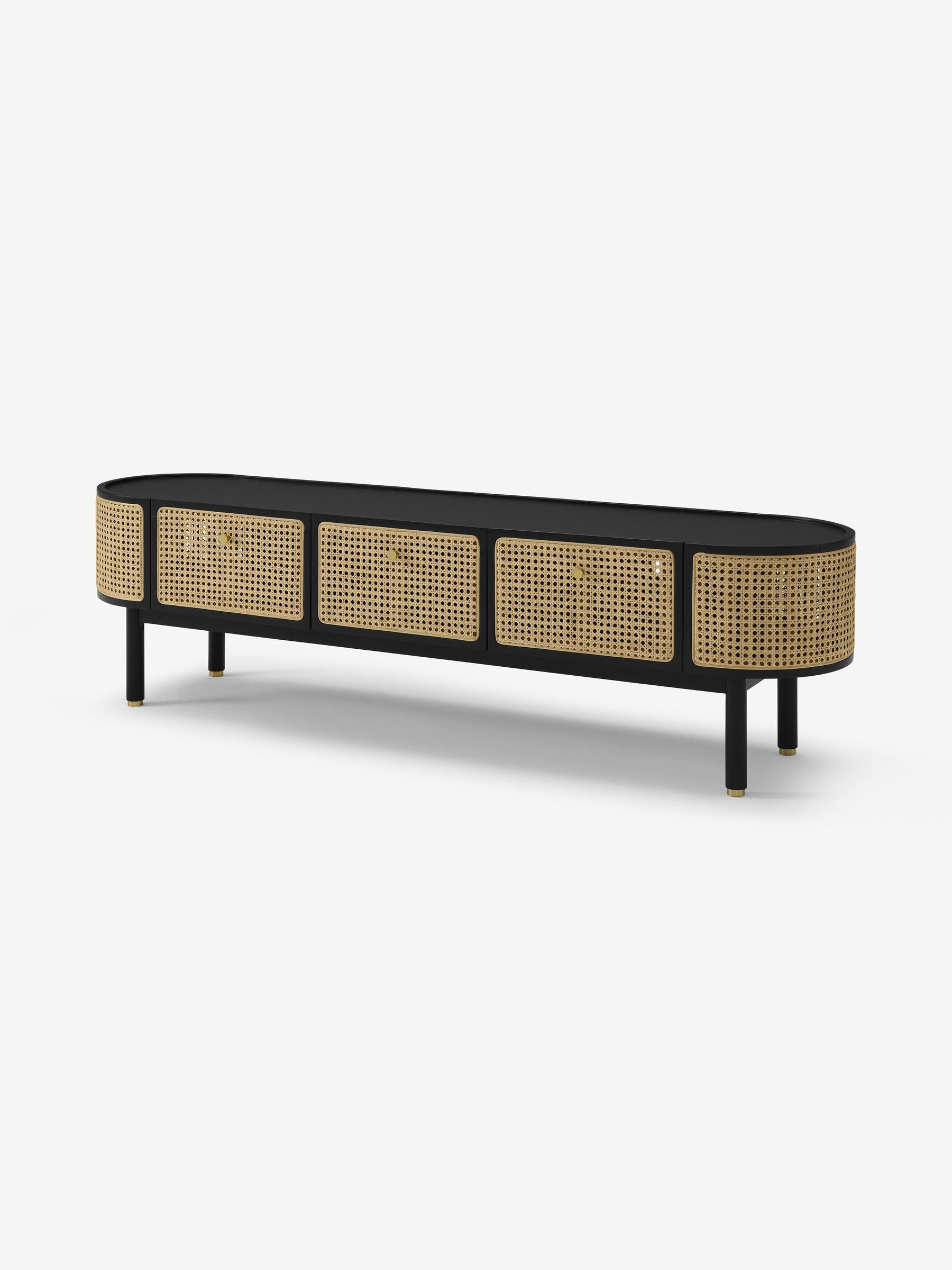 Ankhara TV Unit in Black Stain Oak and Rattan - Image 1 of 3