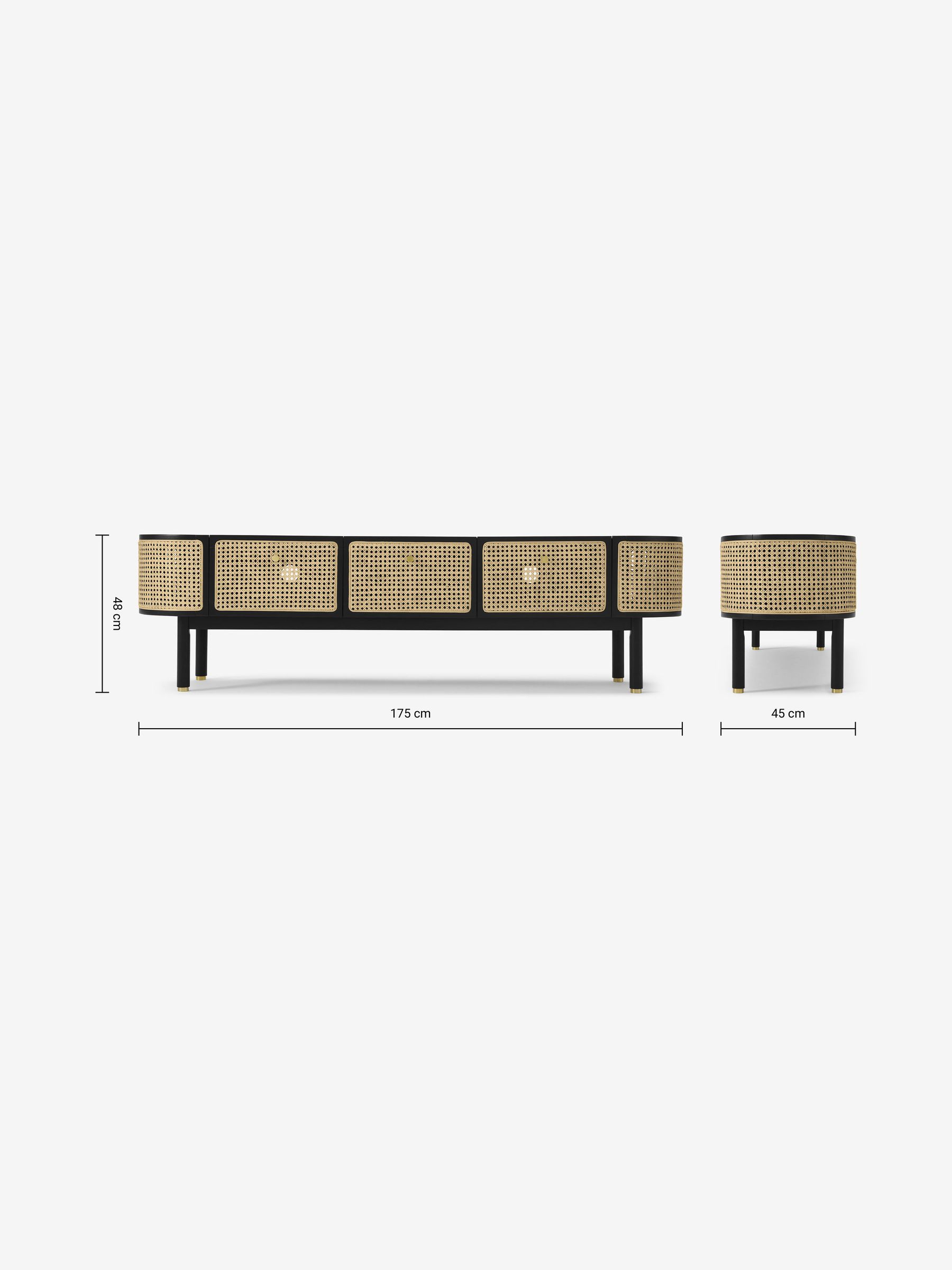 Ankhara TV Unit in Black Stain Oak and Rattan - Image 2 of 3
