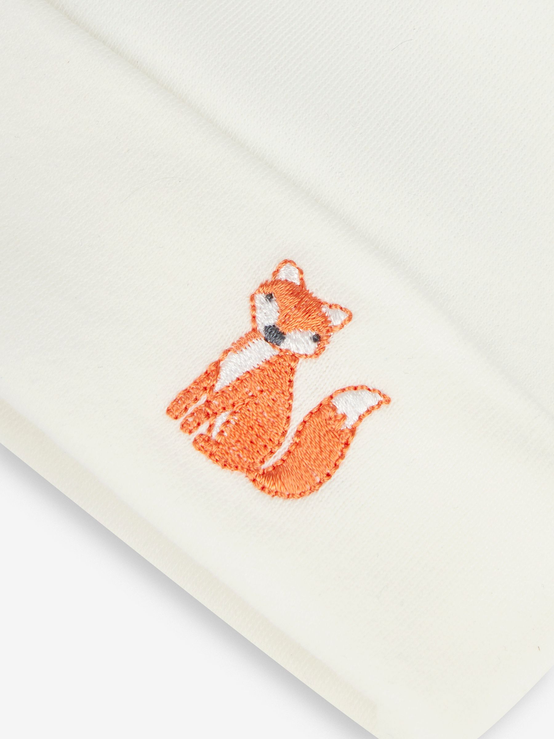 Cream Fox Embroidered Cotton Baby Hat - Image 3 of 3