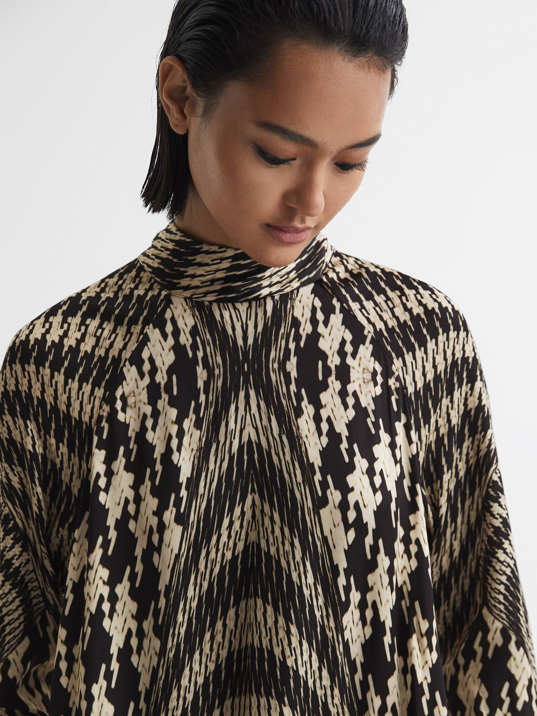 Dogtooth Midi Dress in Black/White - image 4