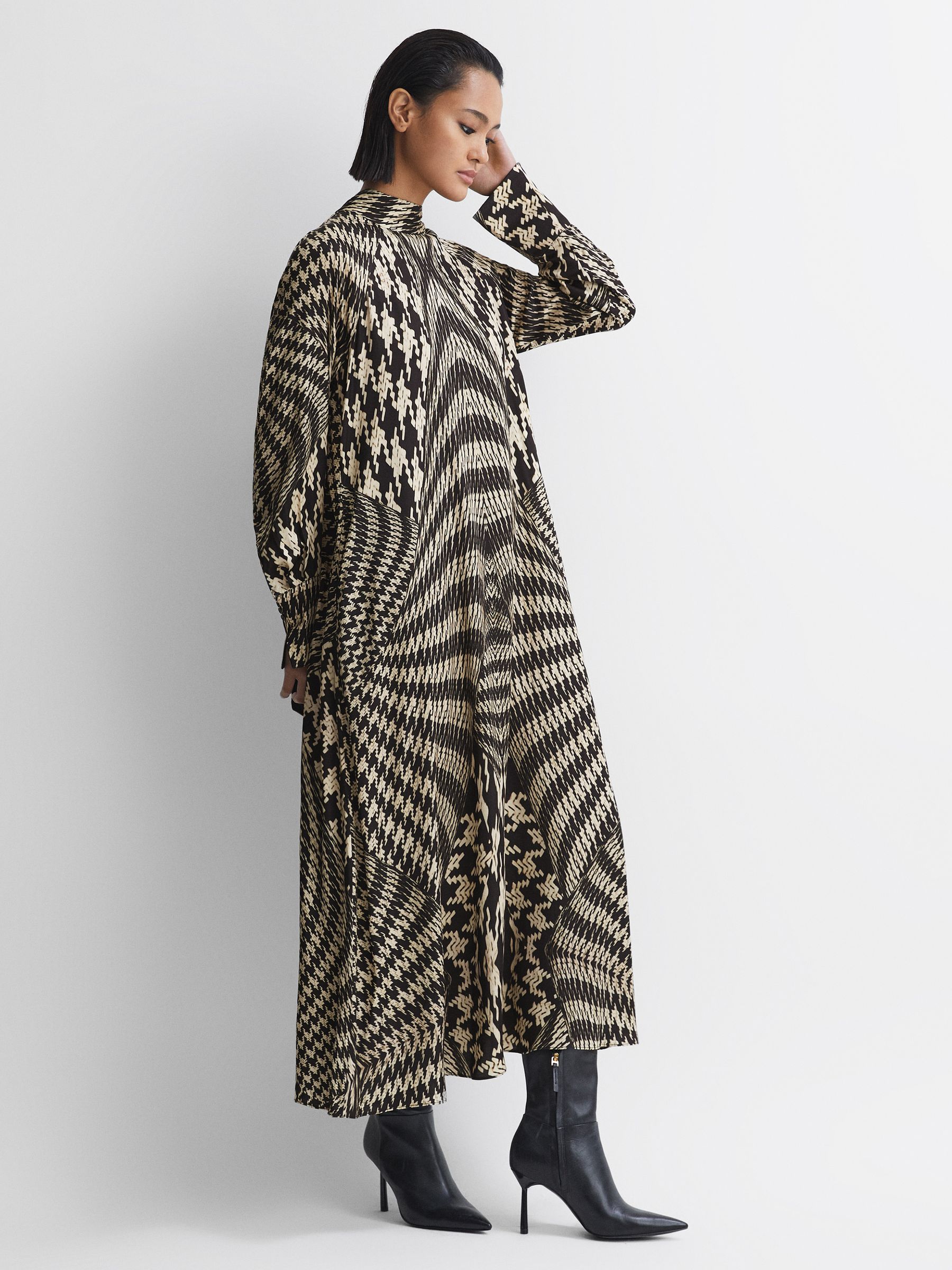 Dogtooth Midi Dress in Black/White - Image 6 of 6
