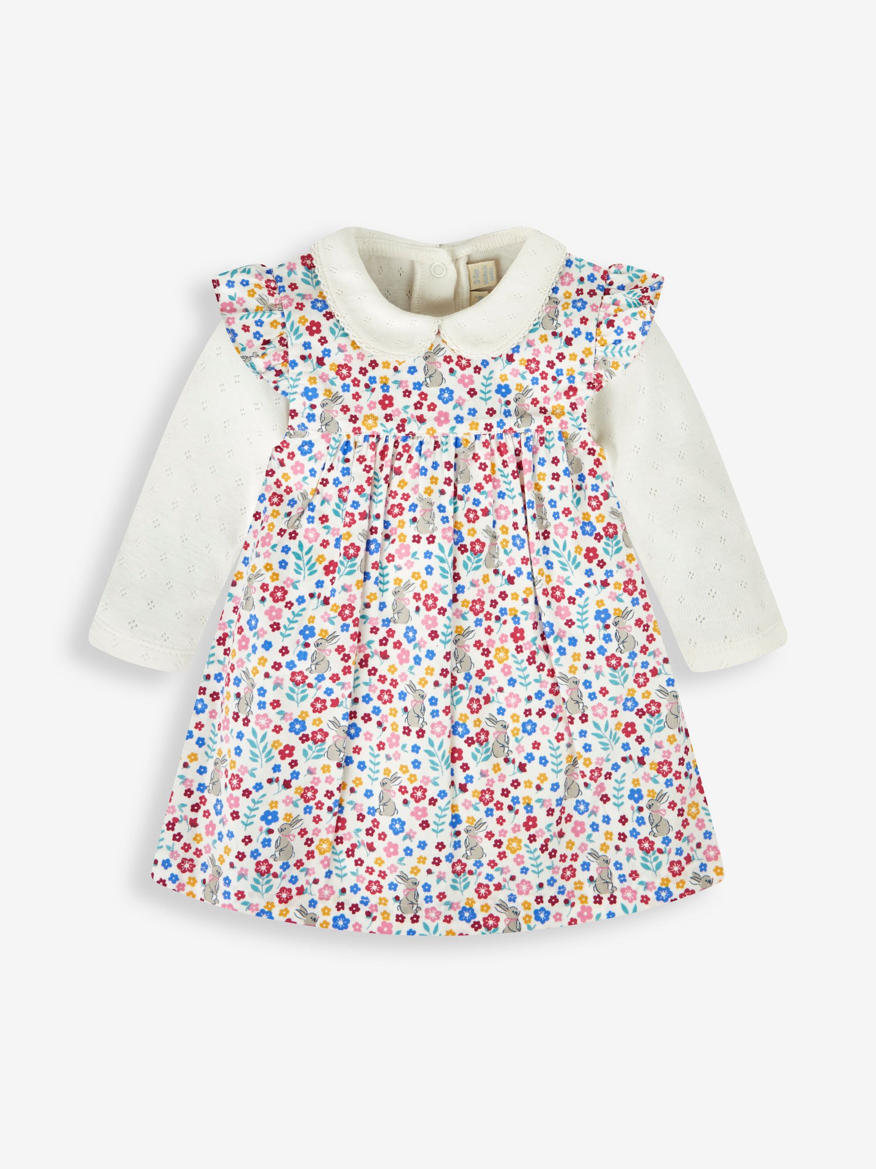 Pink Bunny Floral Girls' 2-Piece Cord Baby Dress & Body Set - Image 3 of 3
