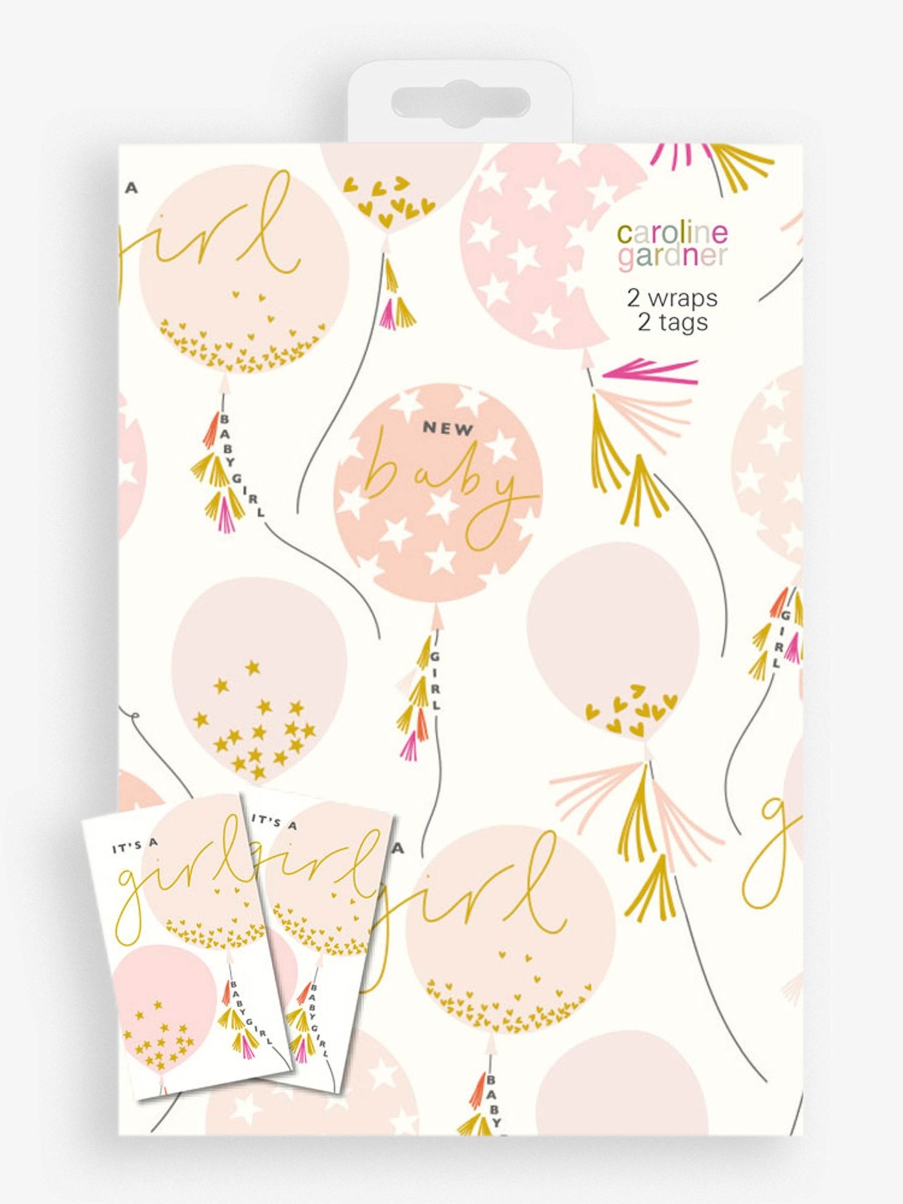 Caroline Gardner New Baby Girl Gift Wrap & Tags - Image 1 of 1