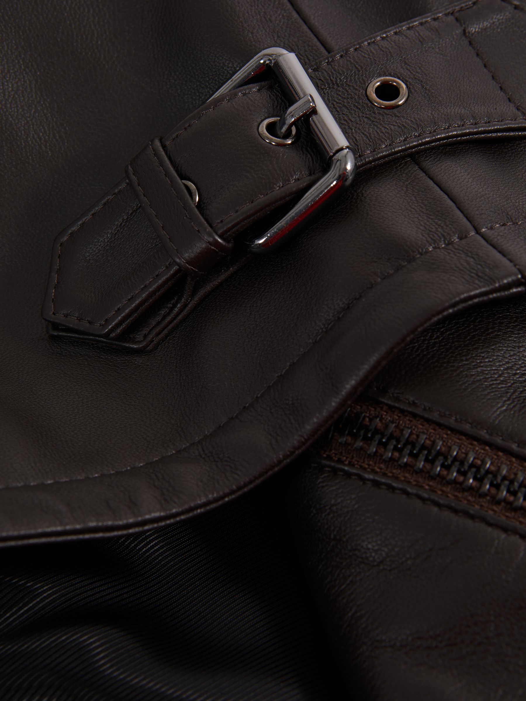 Atelier Leather Zip-Through Jacket in Chocolate - Image 7 of 8