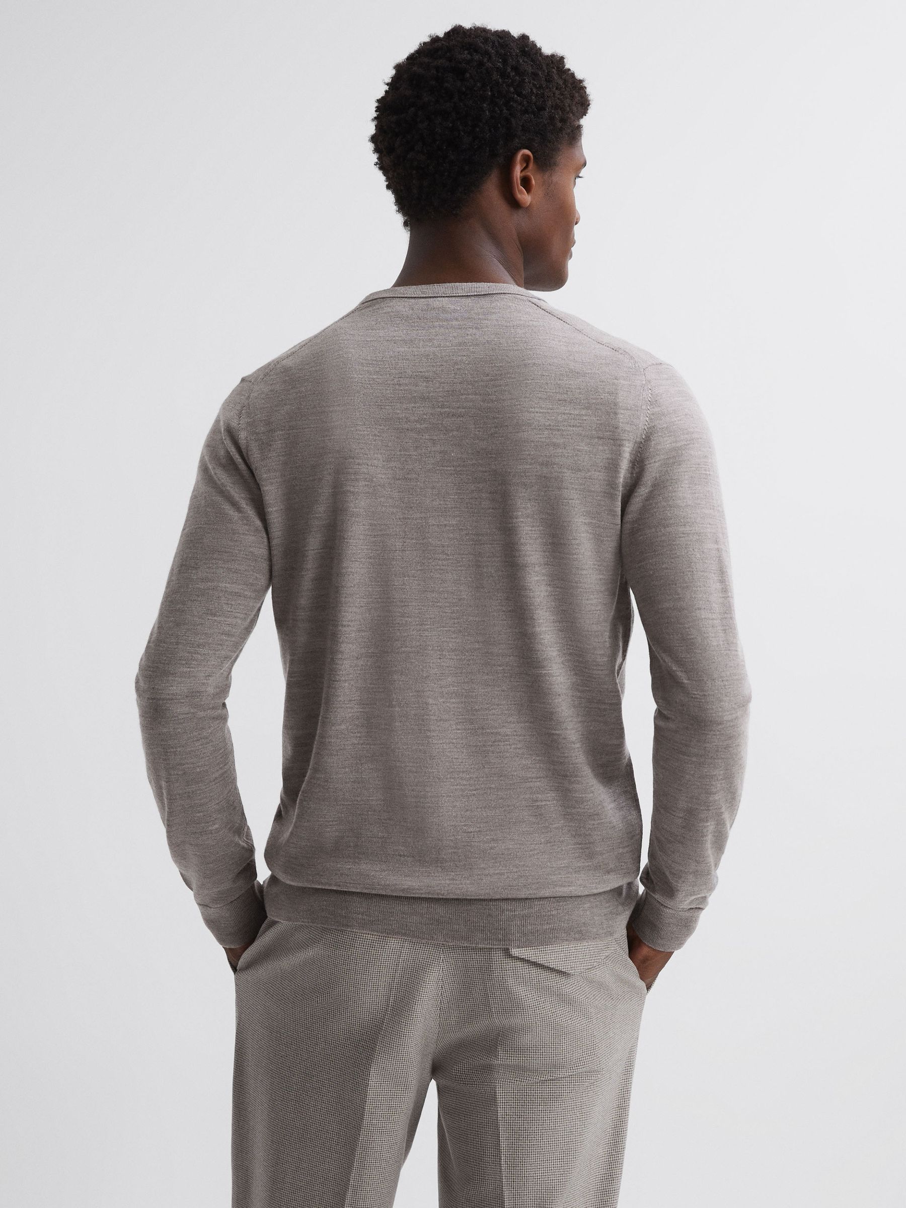 Slim Fit Merino Wool Cardigan in Woodsmoke - Image 4 of 4