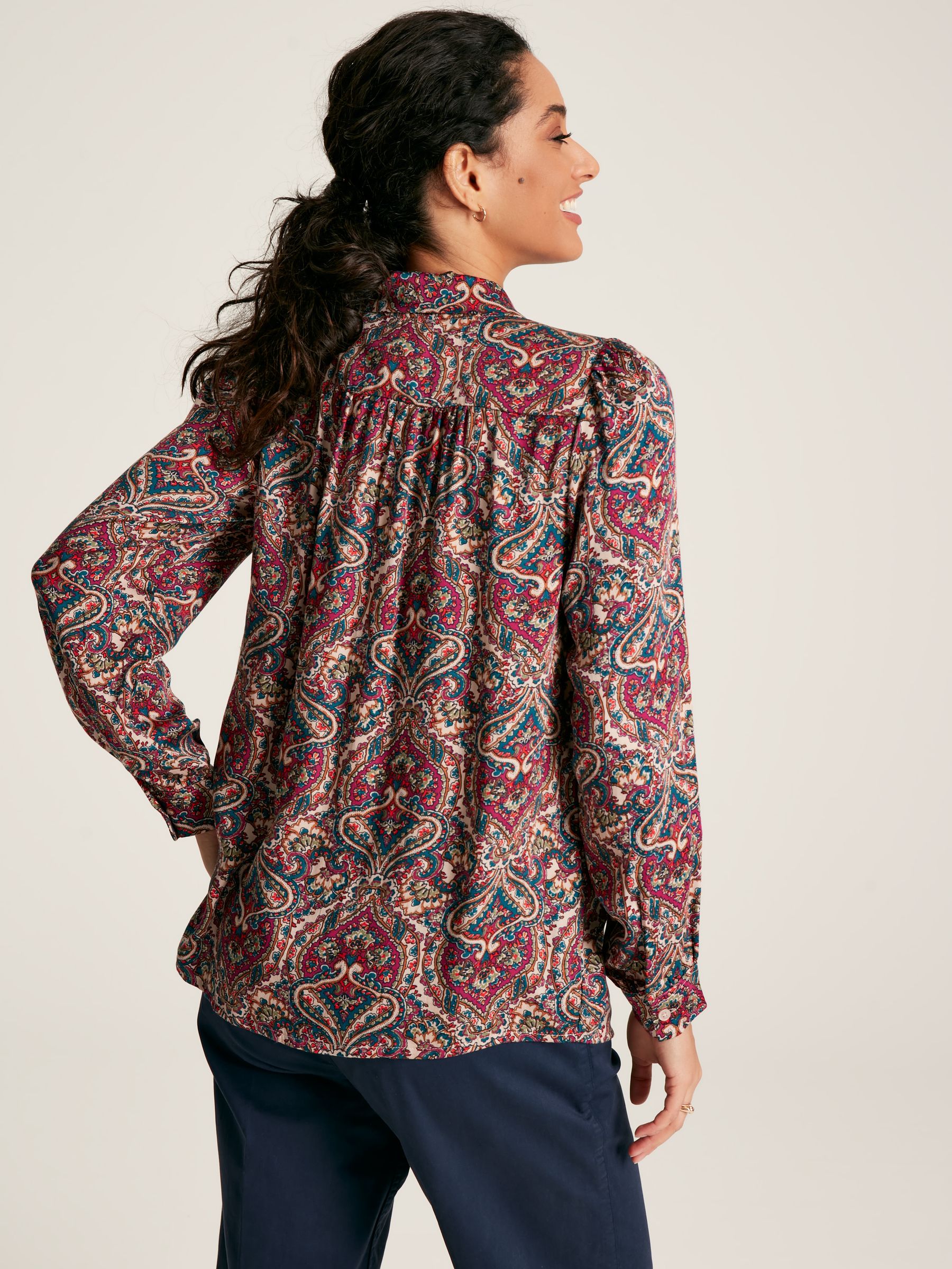 Everly Pink Tie Neck Blouse - Image 2 of 6