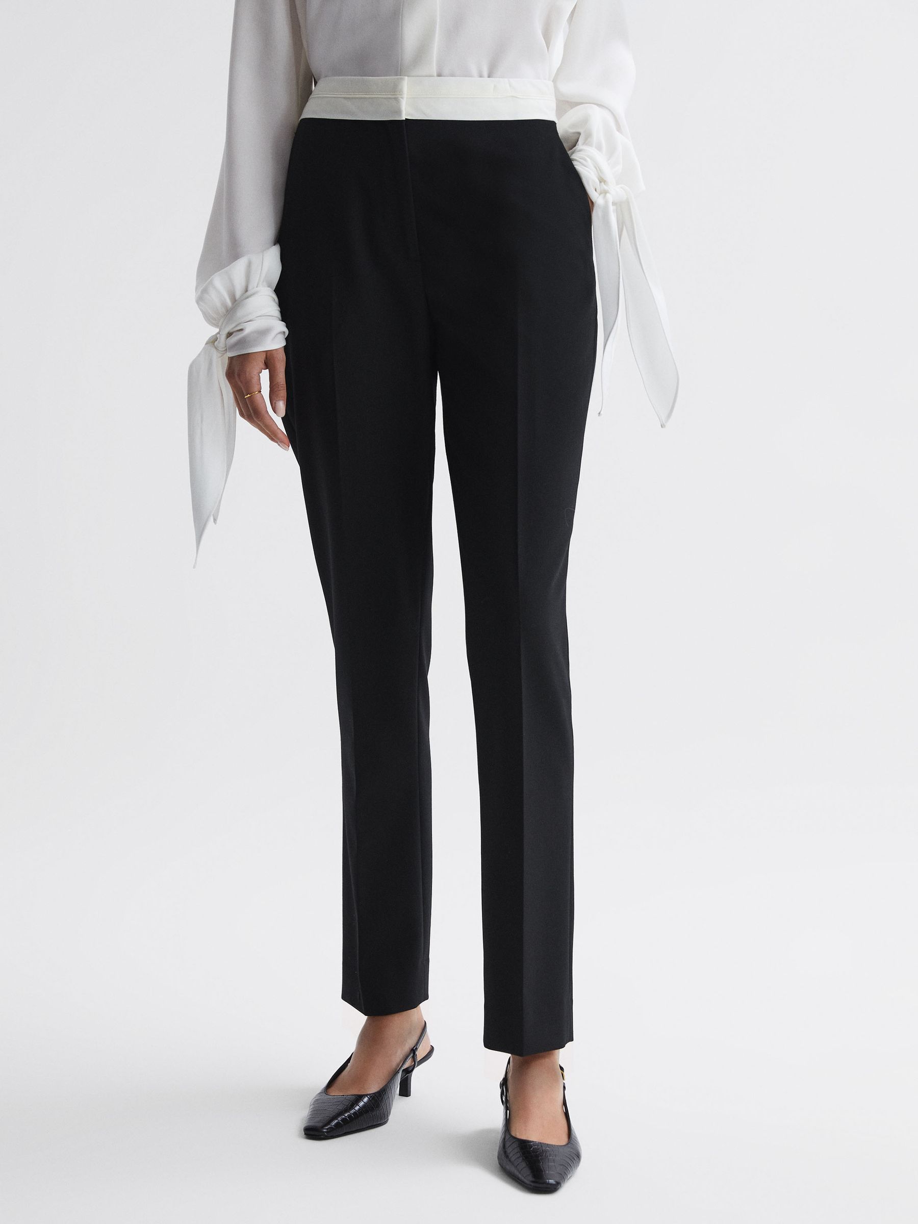Tapered Contrast Waistband Trousers in Black - Image 3 of 4