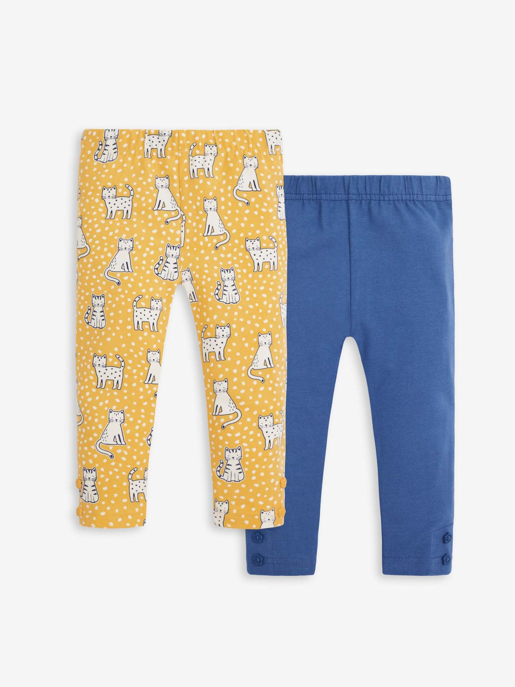 Yellow 2-Pack Girls' Cat Print Leggings - Image 1 of 5