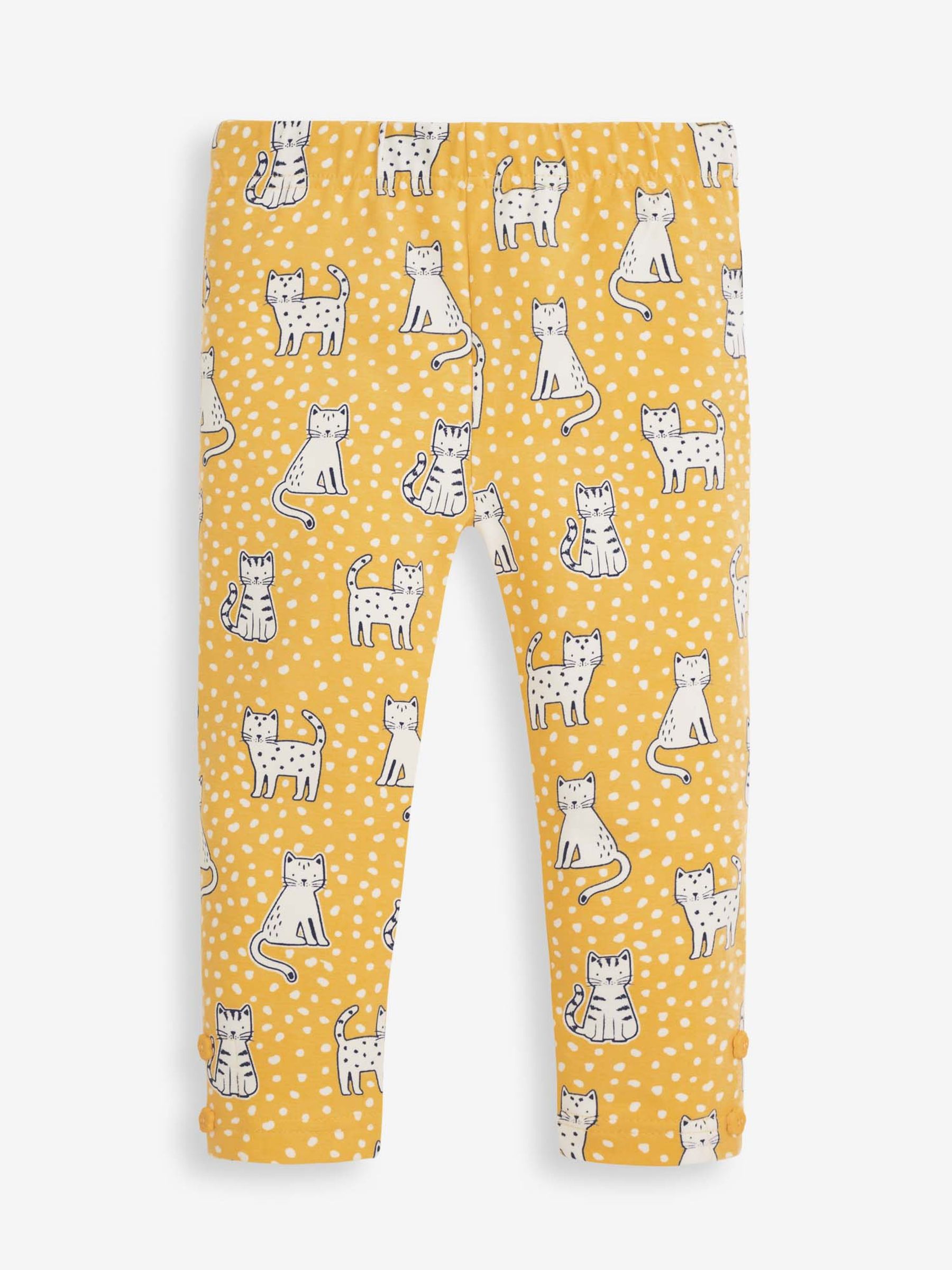 Yellow 2-Pack Girls' Cat Print Leggings - Image 2 of 5