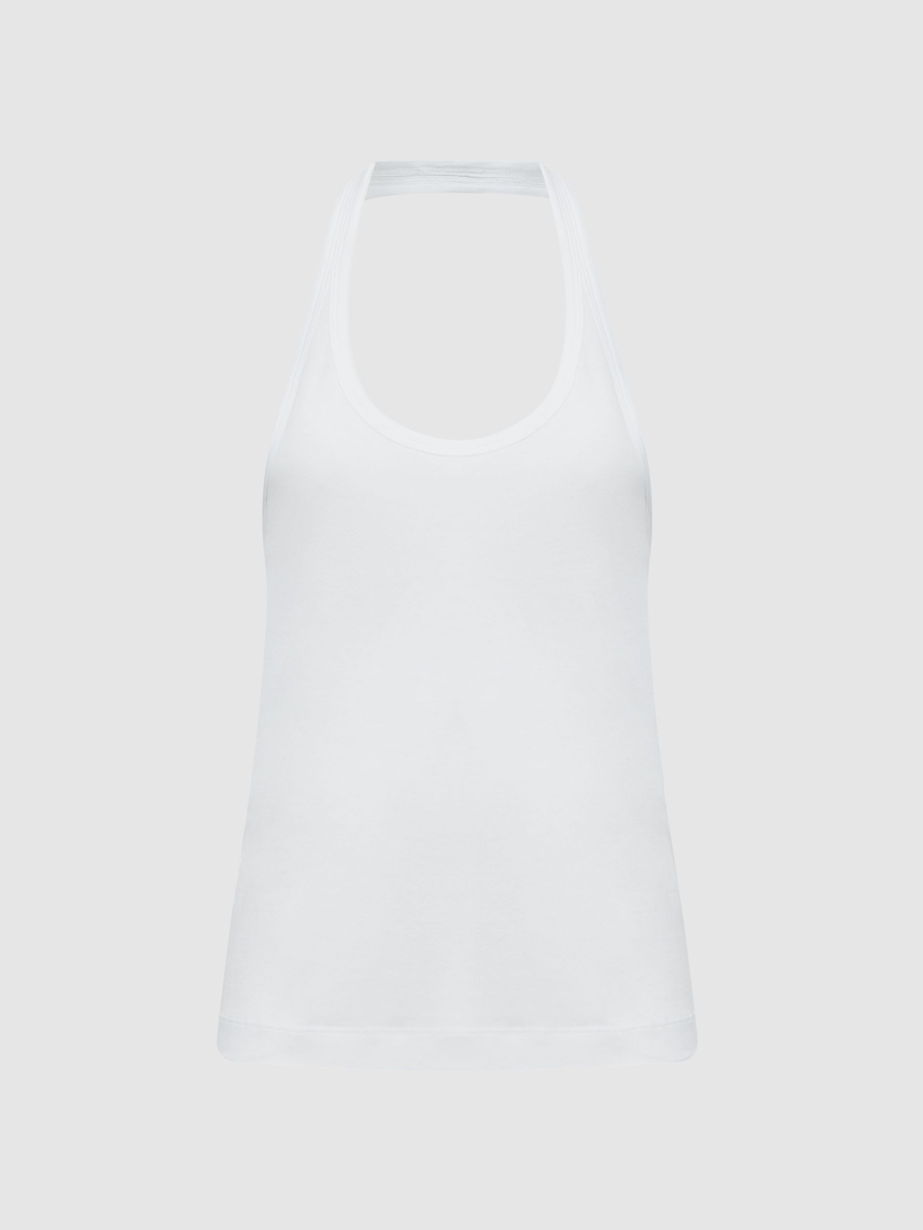 Cotton Halter Neck Vest in White - Image 2 of 5