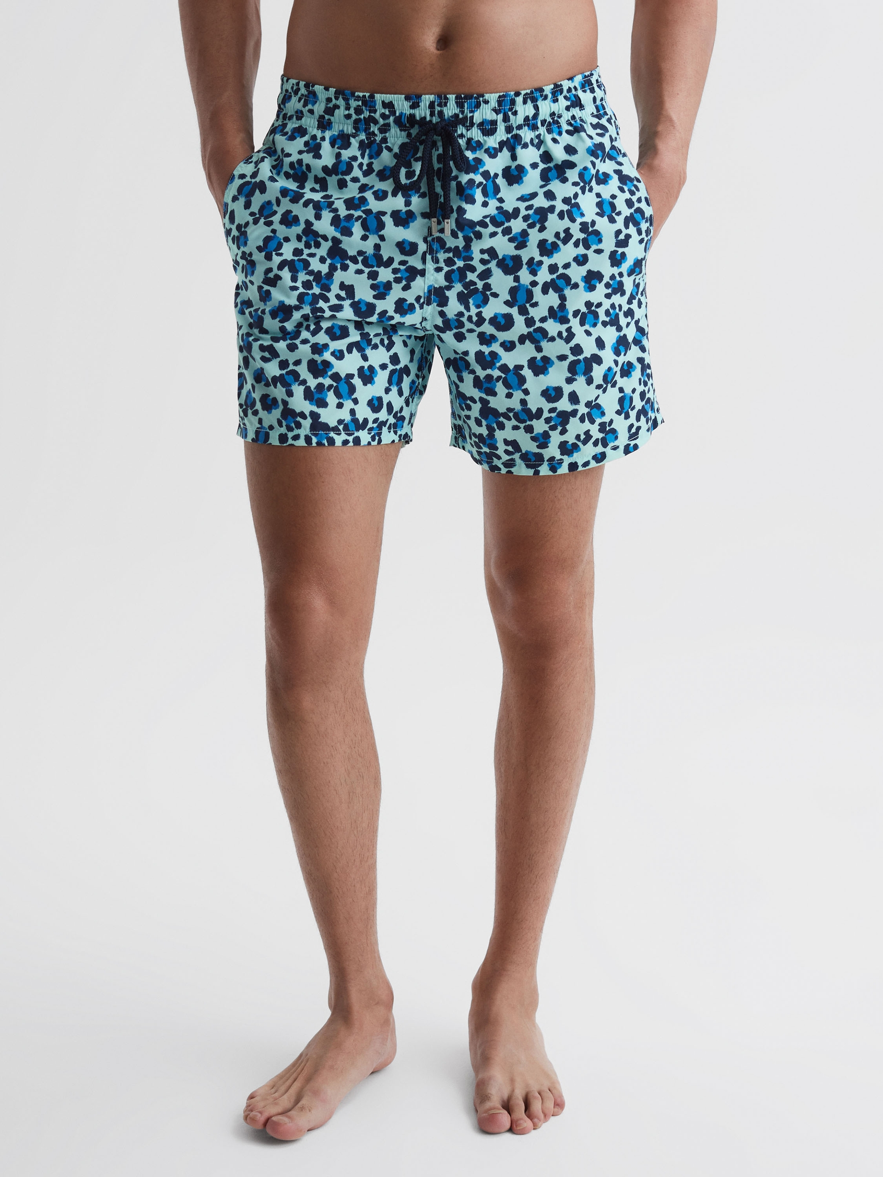 Vilebrequin Leopard Print Swim Shorts in Blue Multi - Image 3 of 5