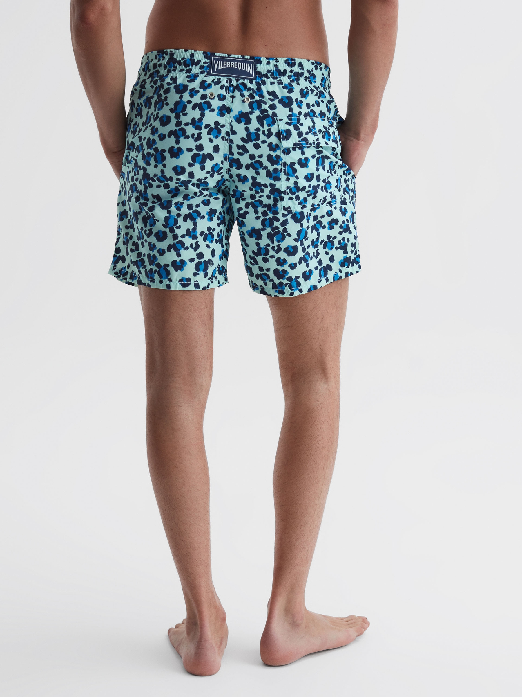 Vilebrequin Leopard Print Swim Shorts in Blue Multi - Image 4 of 5