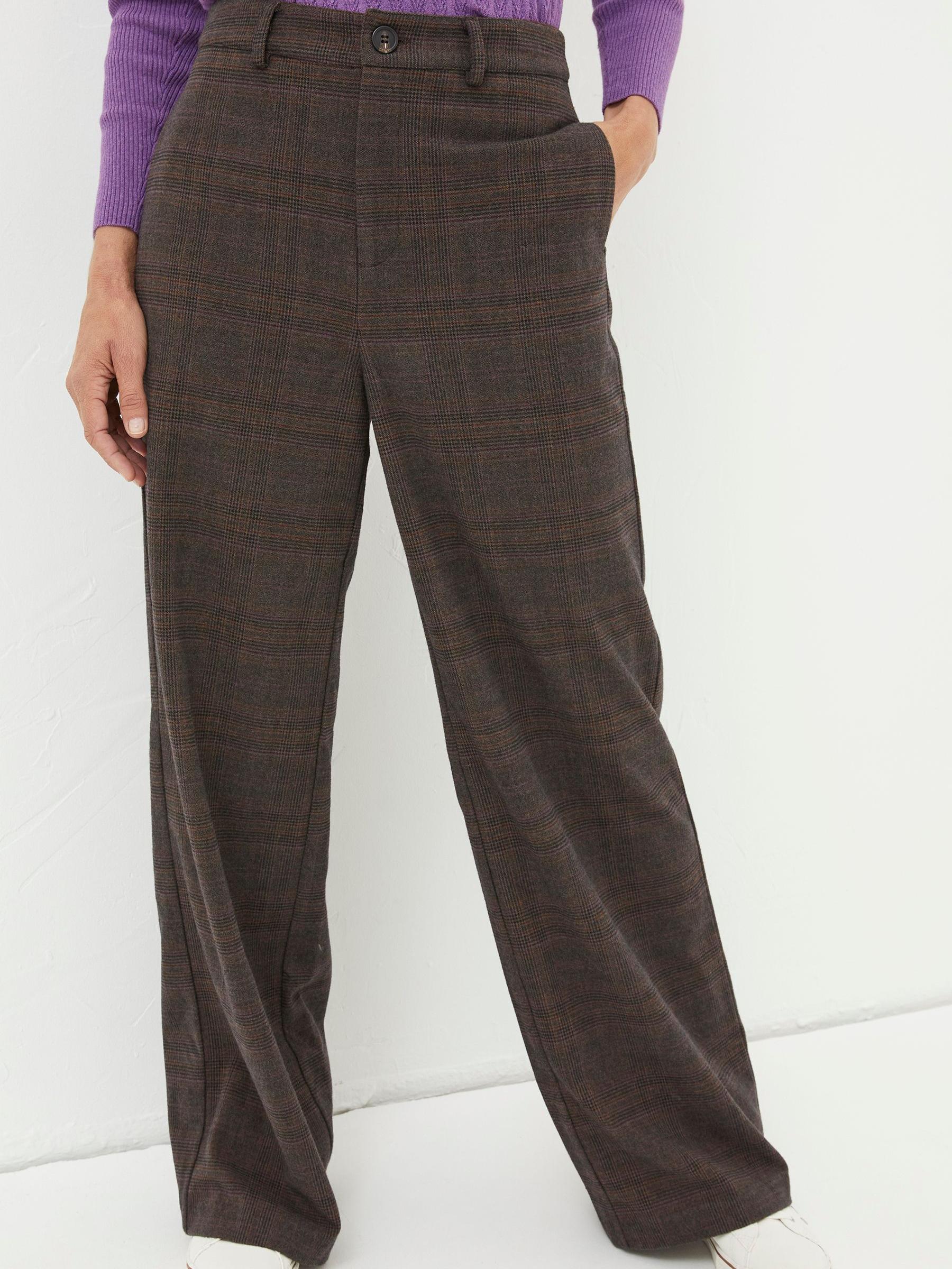 Purple Presley Check Wide Leg Trousers - Image 1 of 1 Purple Presley Check Wide Leg Trousers - Image 1 of 1
