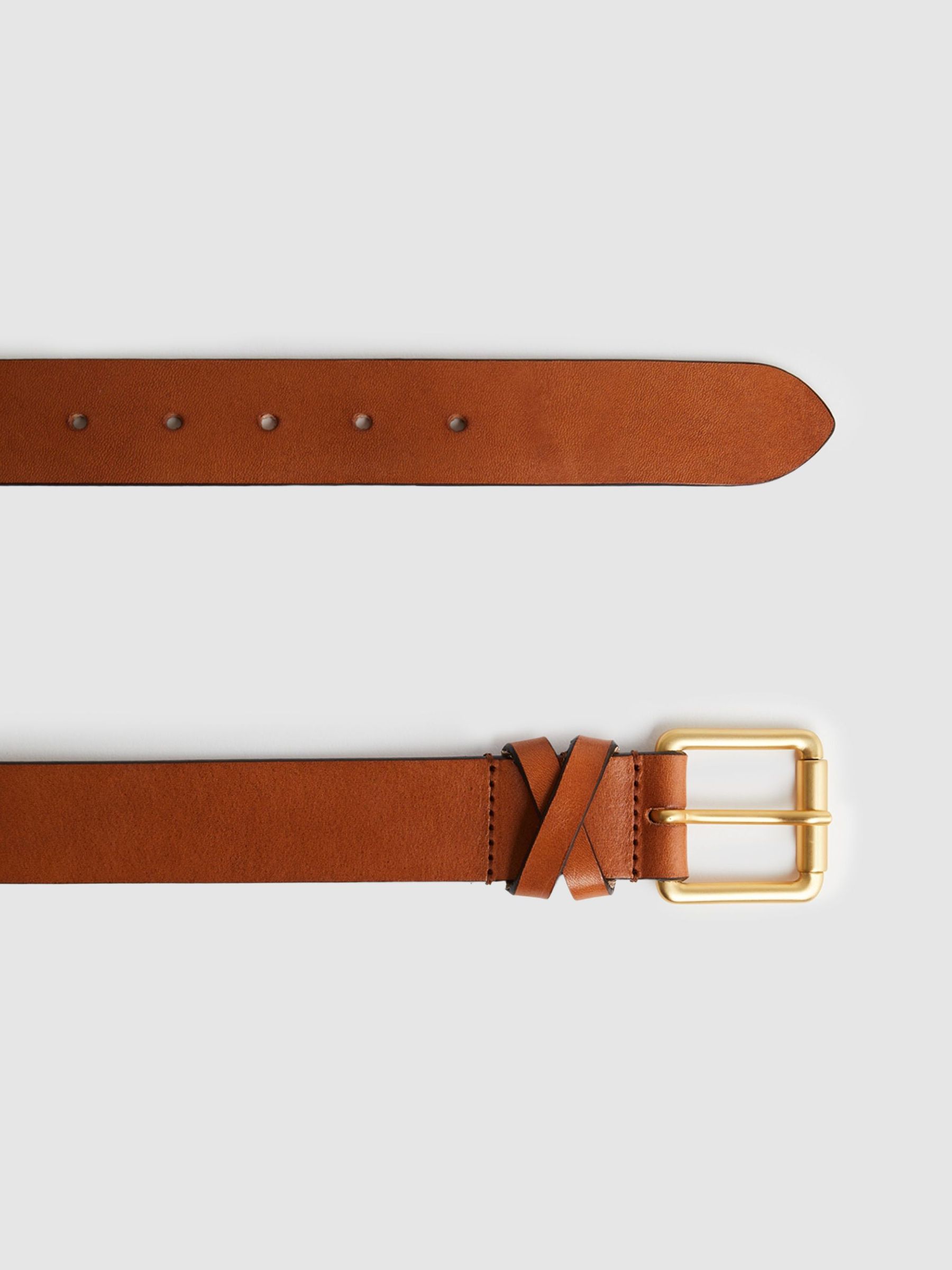 Leather Buckle Belt in Tan - Image 3 of 4
