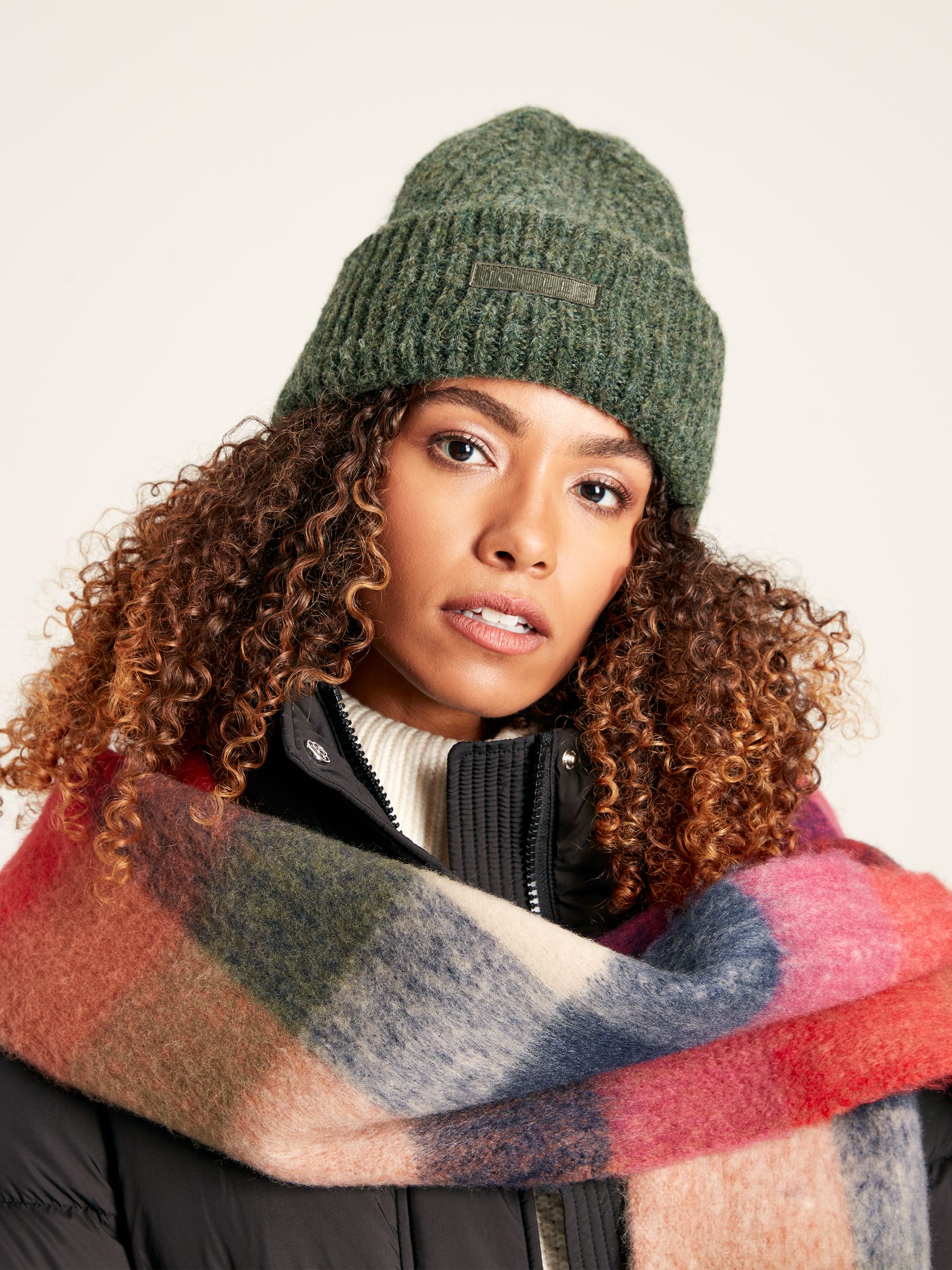 Eloise Green Oversized Knitted Beanie Hat - Image 1 of 6