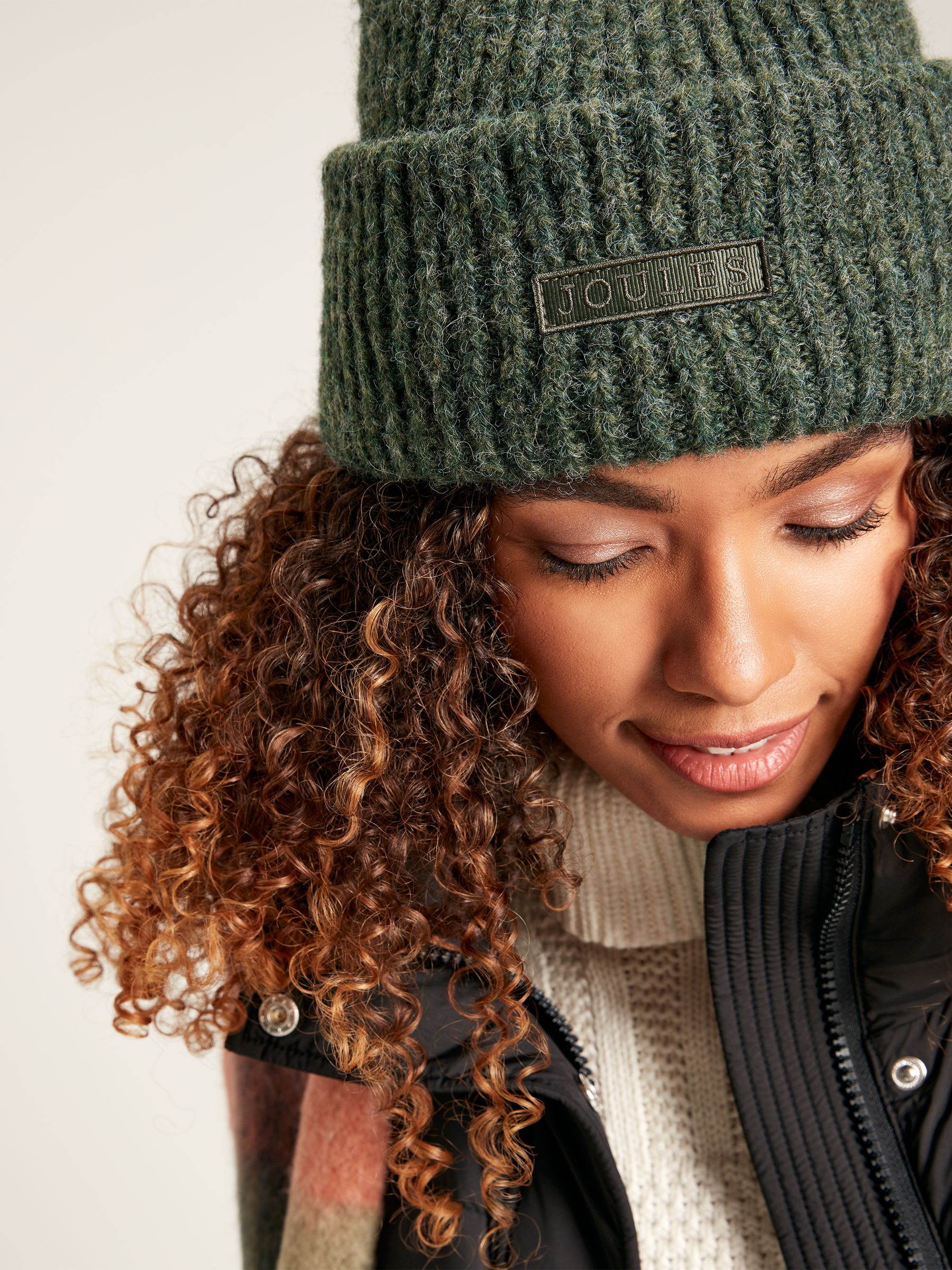 Eloise Green Oversized Knitted Beanie Hat - Image 3 of 6