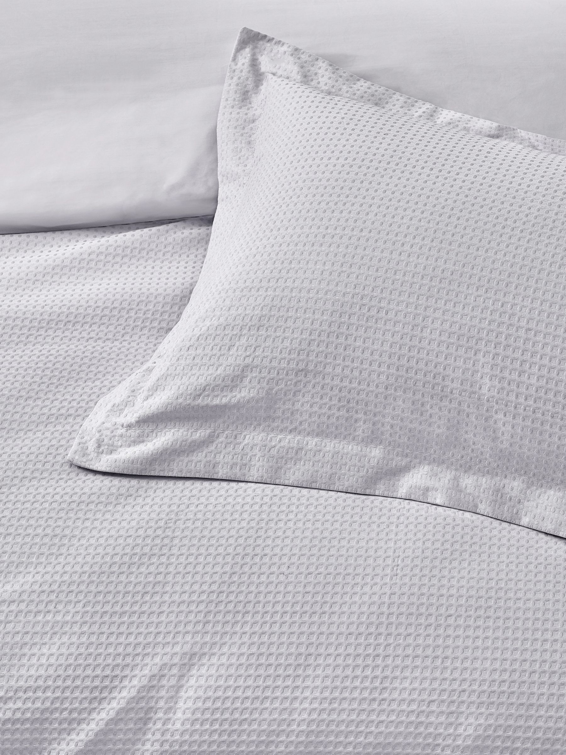 Yard Silver Grey Waffle Textured 100% Cotton Duvet Cover Set - Image 3 of 3