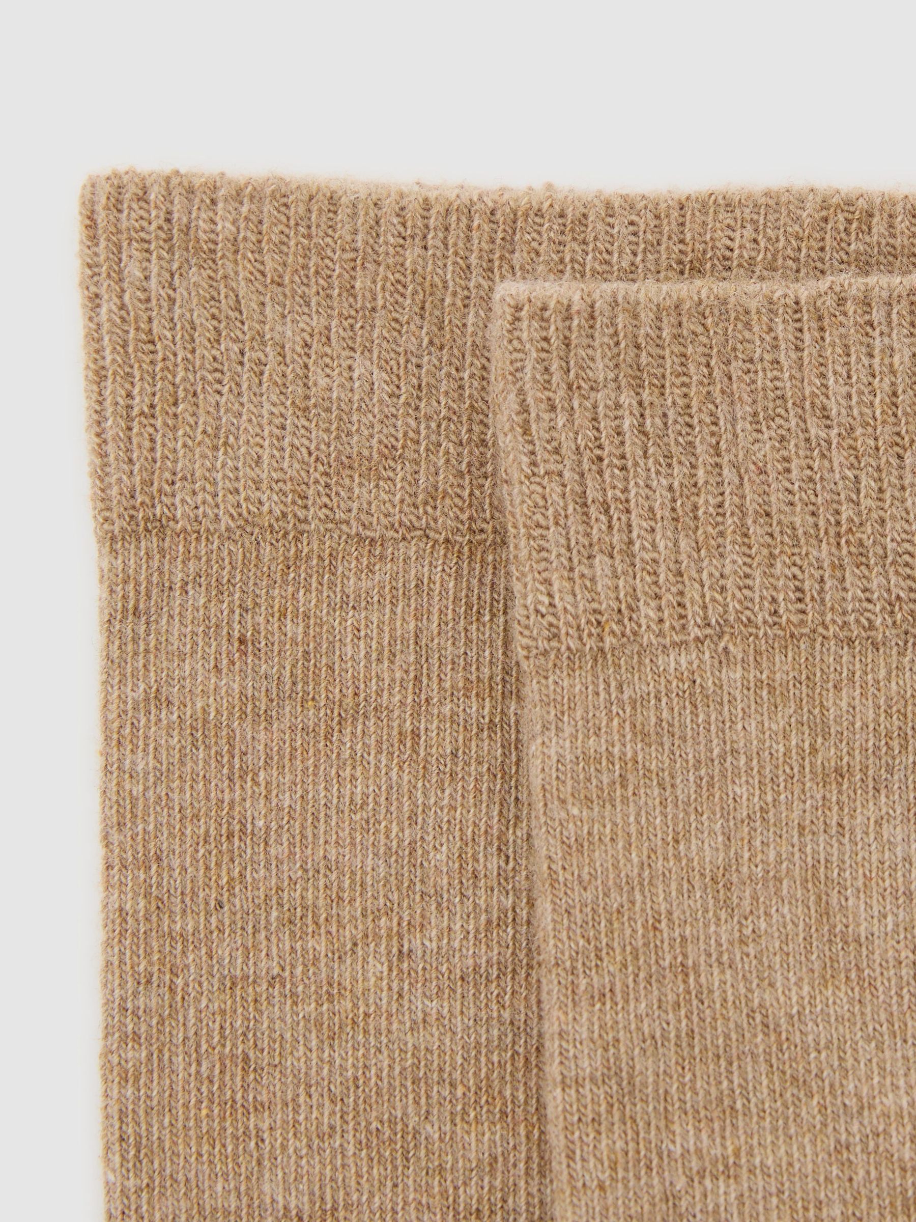 Cotton Blend Ribbed Loafer Socks in Dark Taupe - Image 3 of 3