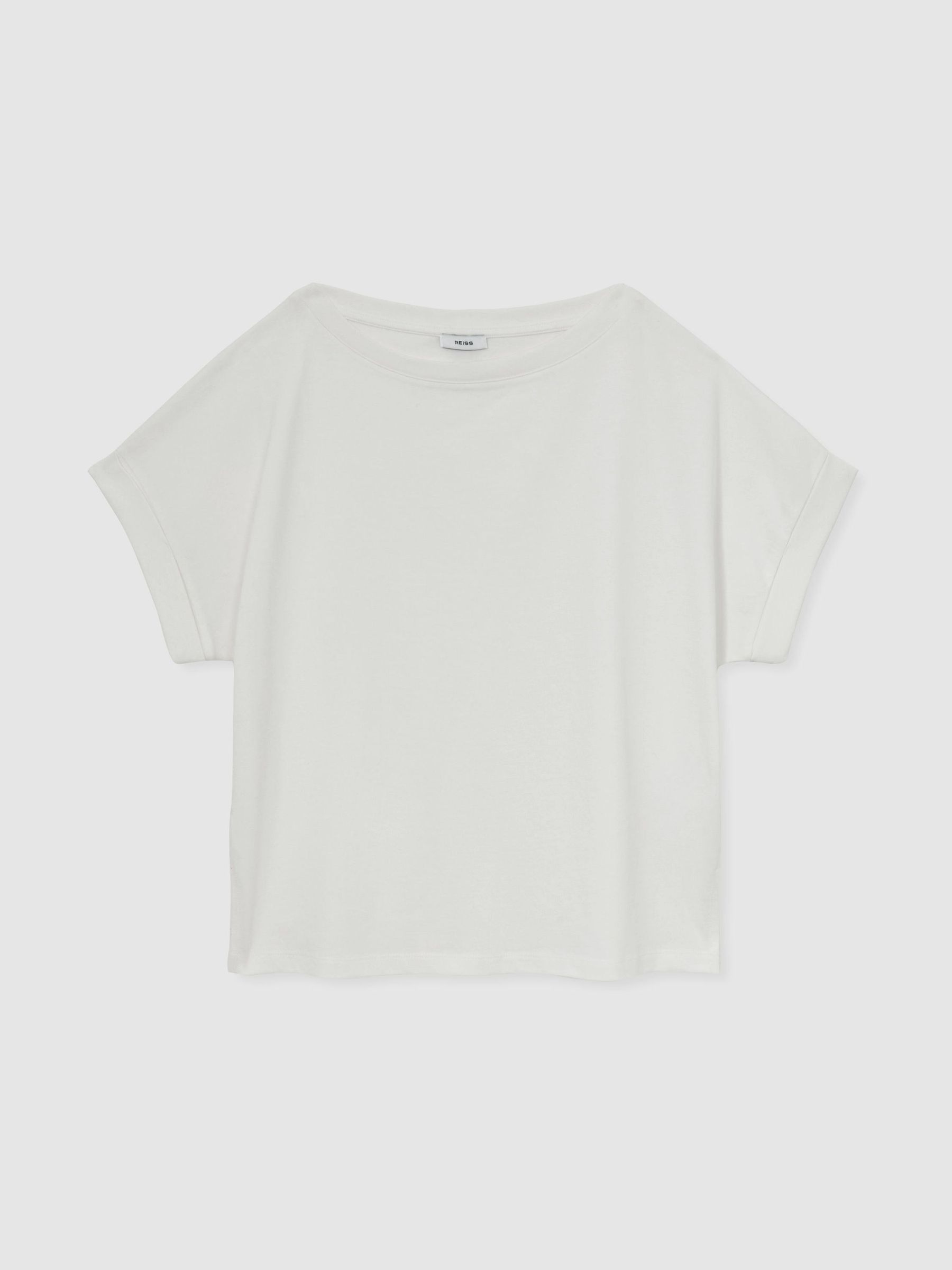 Cotton Off-Shoulder T-Shirt in White - Bild 2 av 6