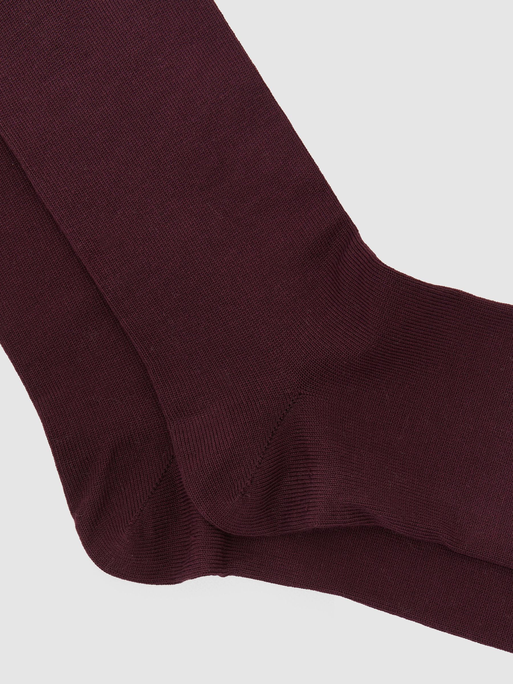 Mercerised Cotton-Blend Script-Logo Socks in Bordeaux - Bild 2 av 3