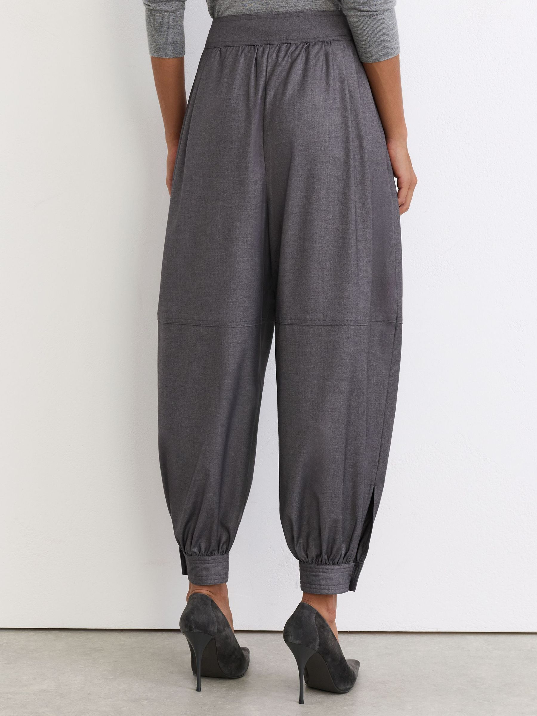 Petite Cuffed Balloon-Leg Trousers in Grey - Image 6 of 8