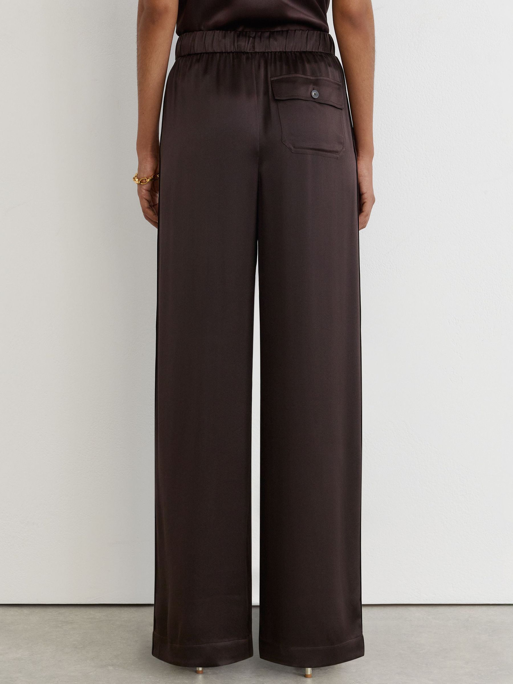 Silk Wide-Leg Trousers in Grape Burgundy - Image 7 of 8