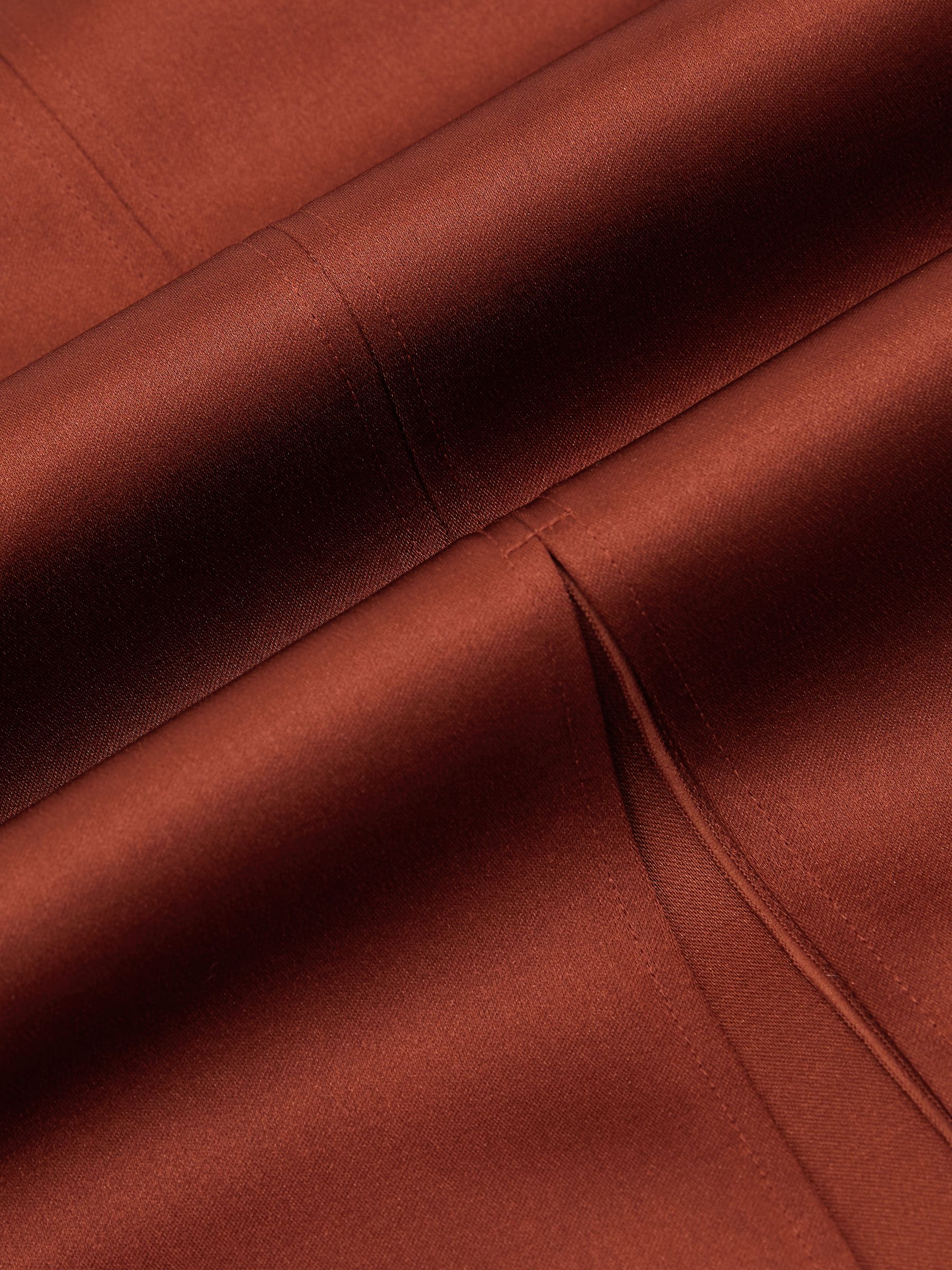 Satin Straight Midi Skirt in Rust Orange - Image 6 of 6