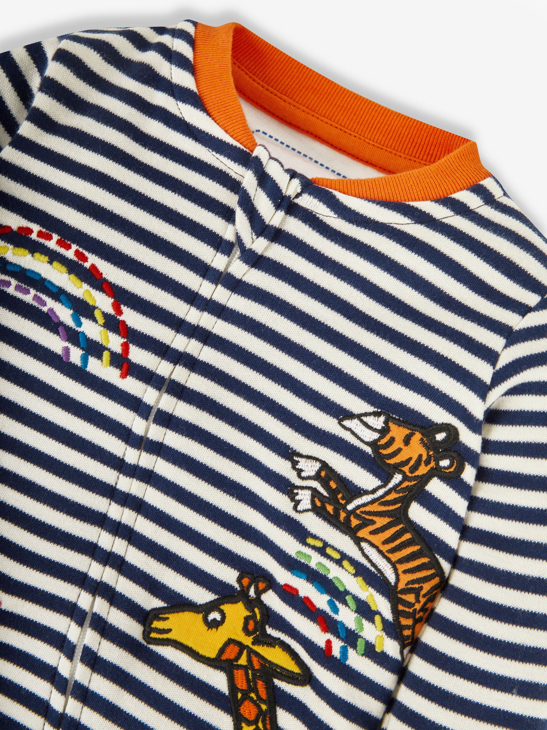 Ecru Navy Stripe Elmer Appliqué Zip Sleepsuit - Image 4 of 5