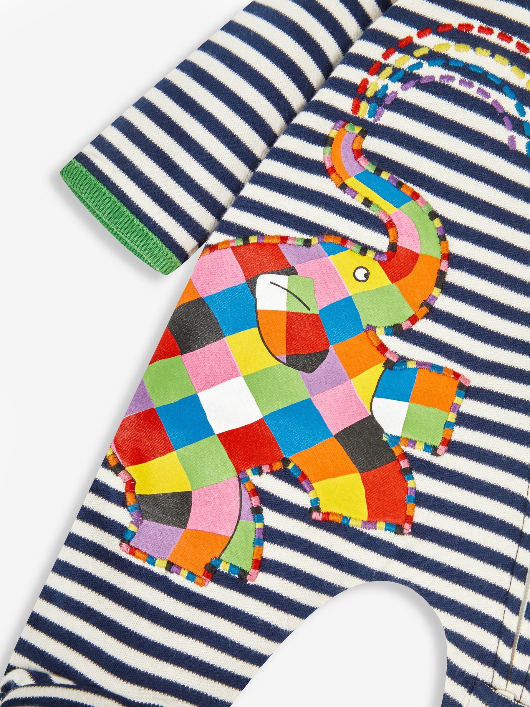 Ecru Navy Stripe Elmer Appliqué Zip Sleepsuit - Image 5 of 5