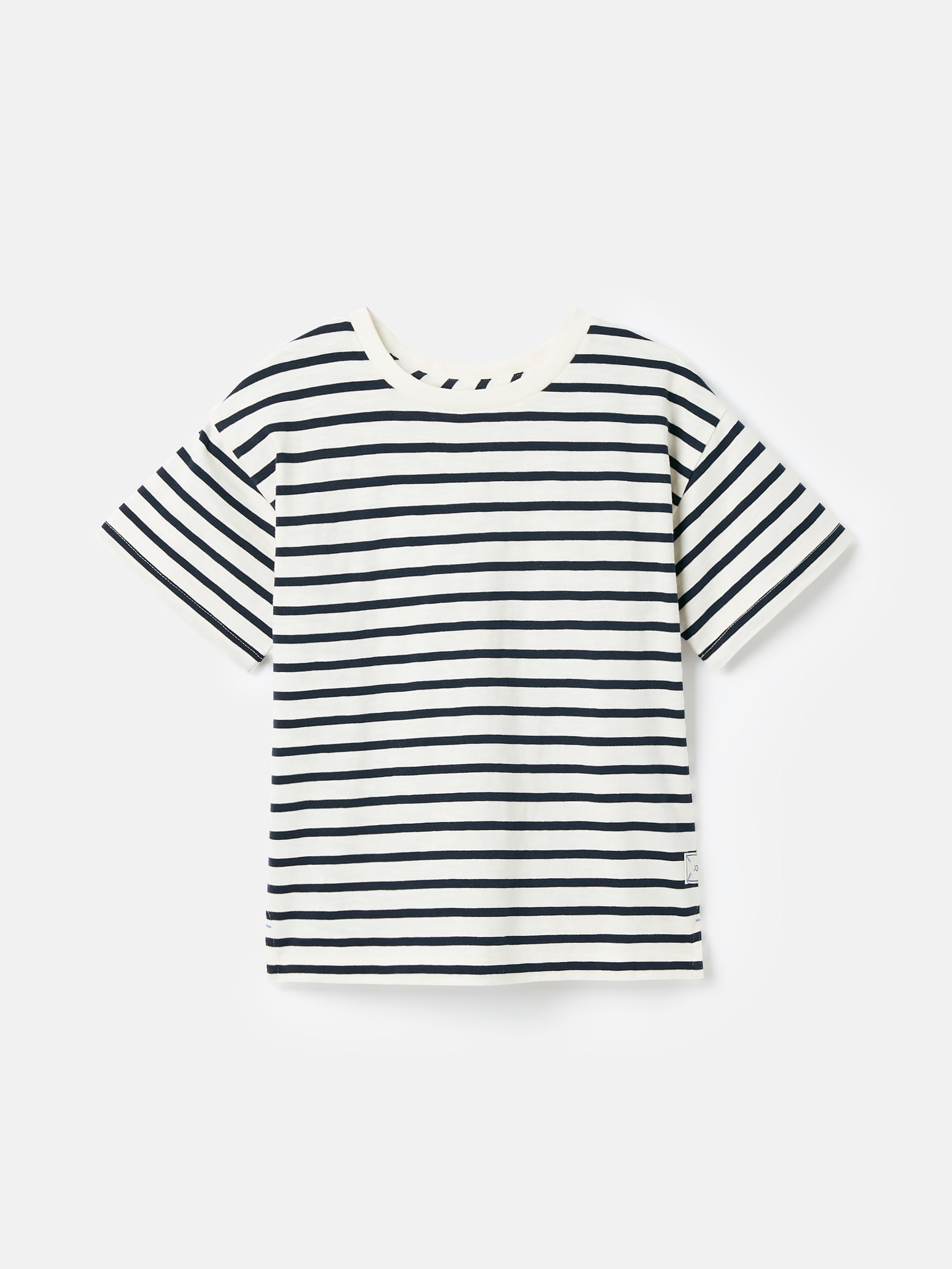 Boys' Laundered Cream & Navy Short Sleeve Crew Neck Striped T-Shirt - Image 1 of 5