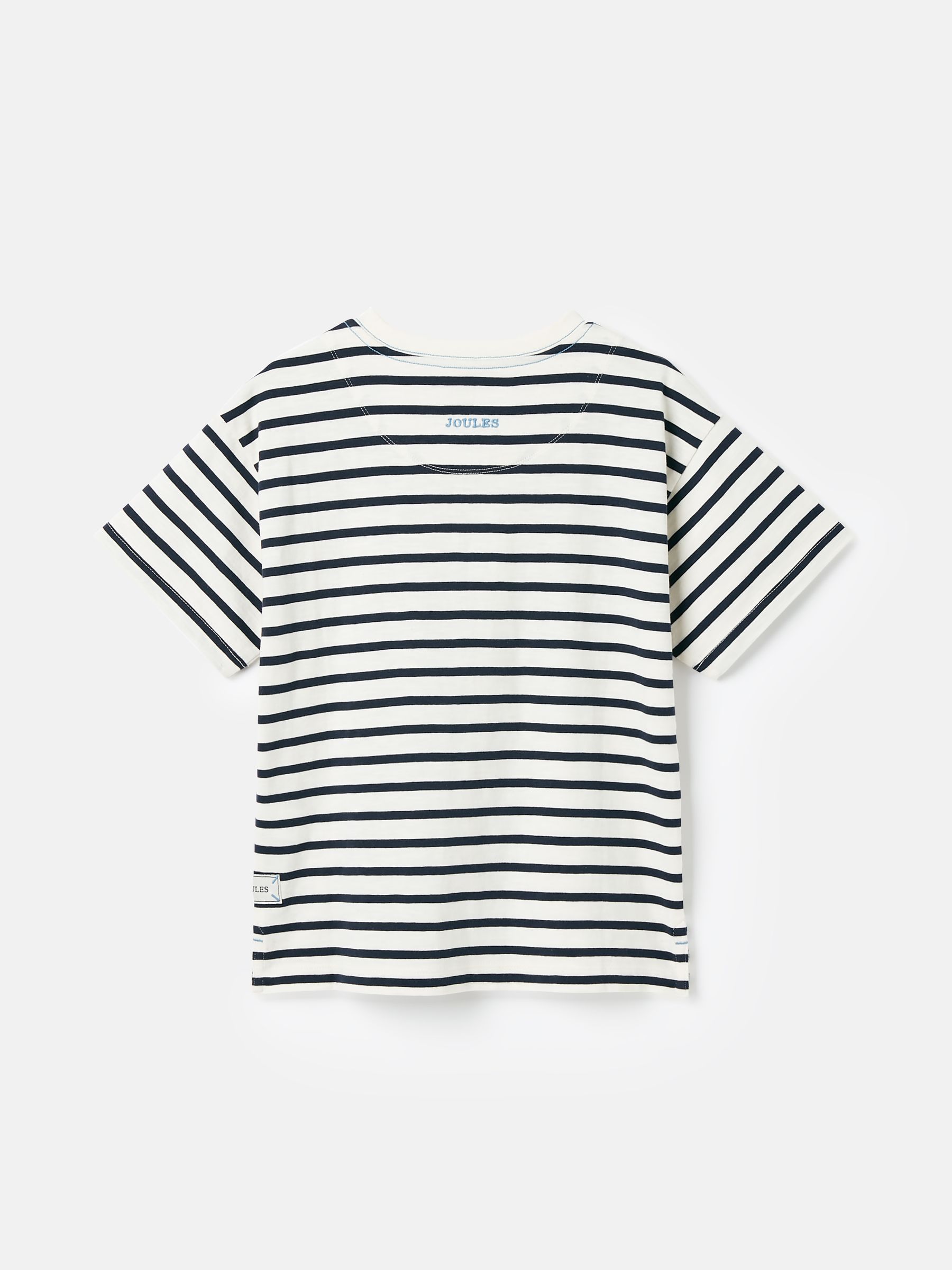 Boys' Laundered Cream & Navy Short Sleeve Crew Neck Striped T-Shirt - Image 2 of 5