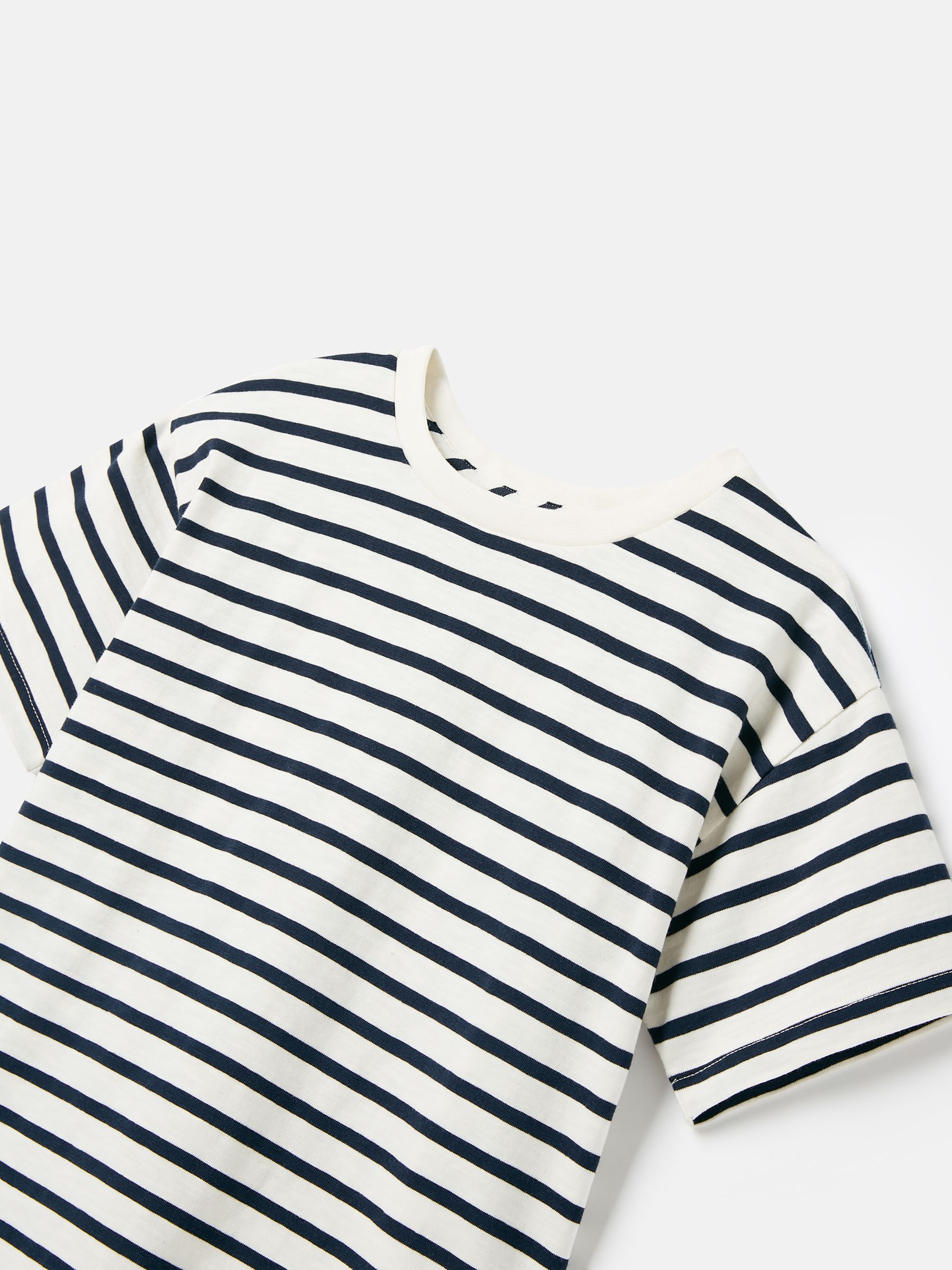 Boys' Laundered Cream & Navy Short Sleeve Crew Neck Striped T-Shirt - Image 3 of 5
