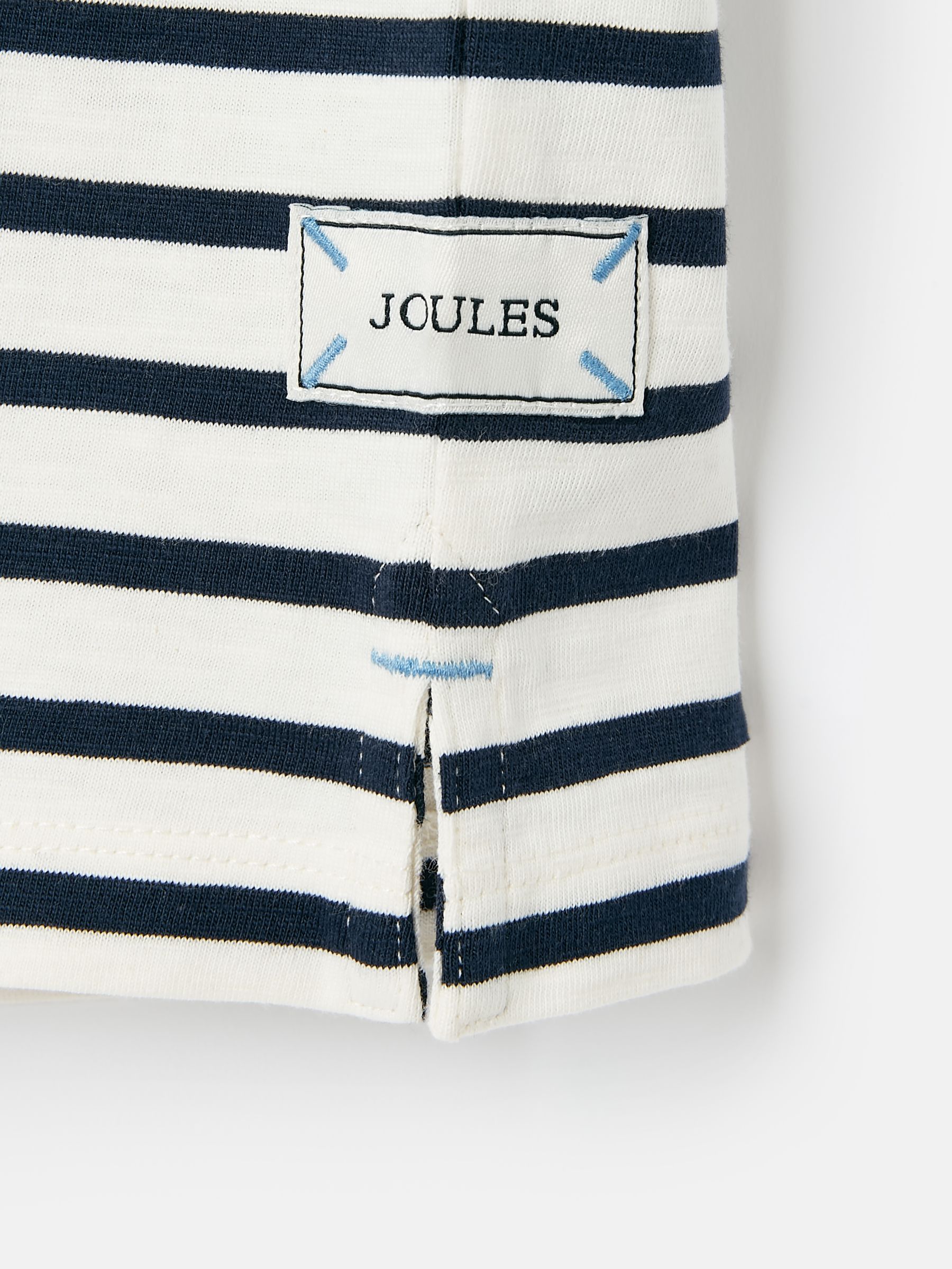 Boys' Laundered Cream & Navy Short Sleeve Crew Neck Striped T-Shirt - Image 5 of 5