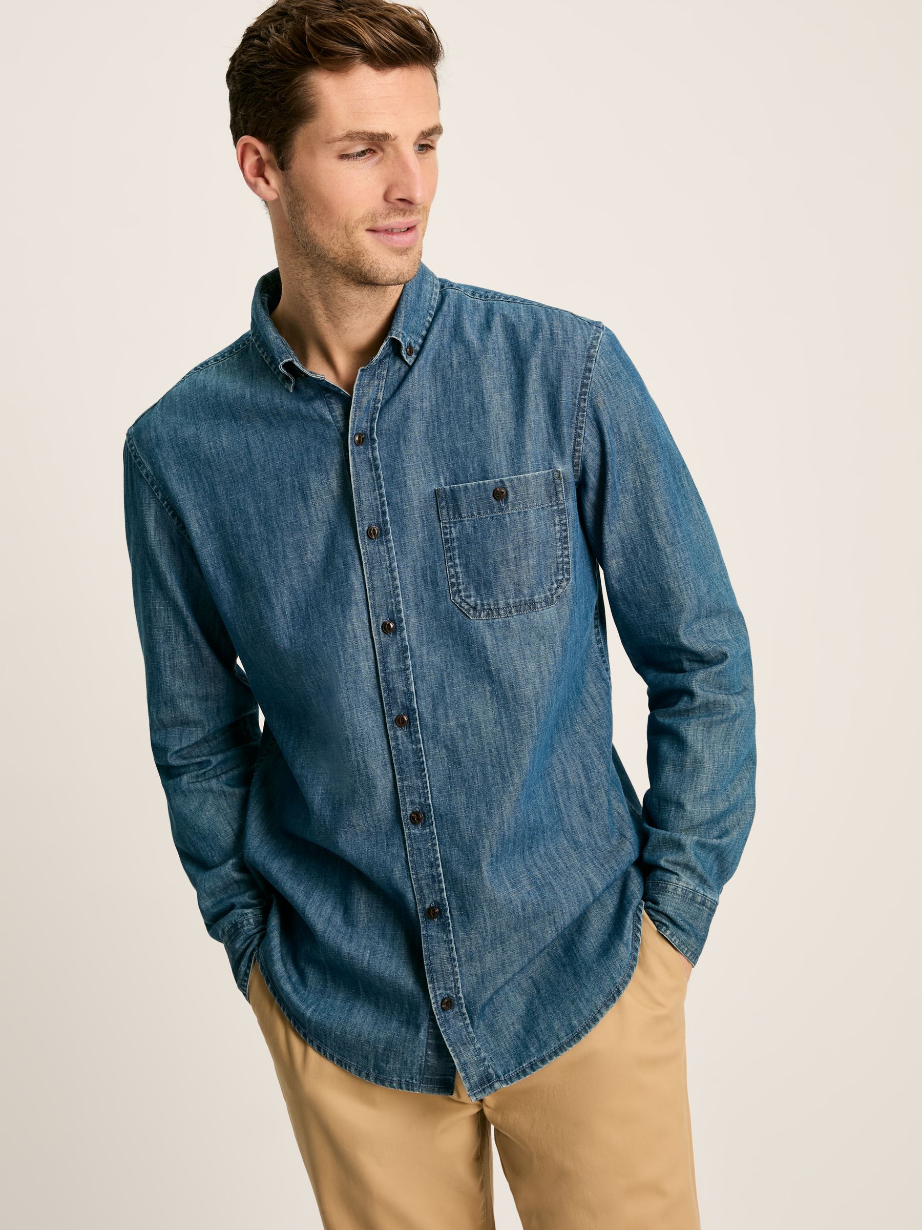 Chambray Blue Classic Fit Shirt - Image 1 of 9 Chambray Blue Classic Fit Shirt - Image 1 of 9