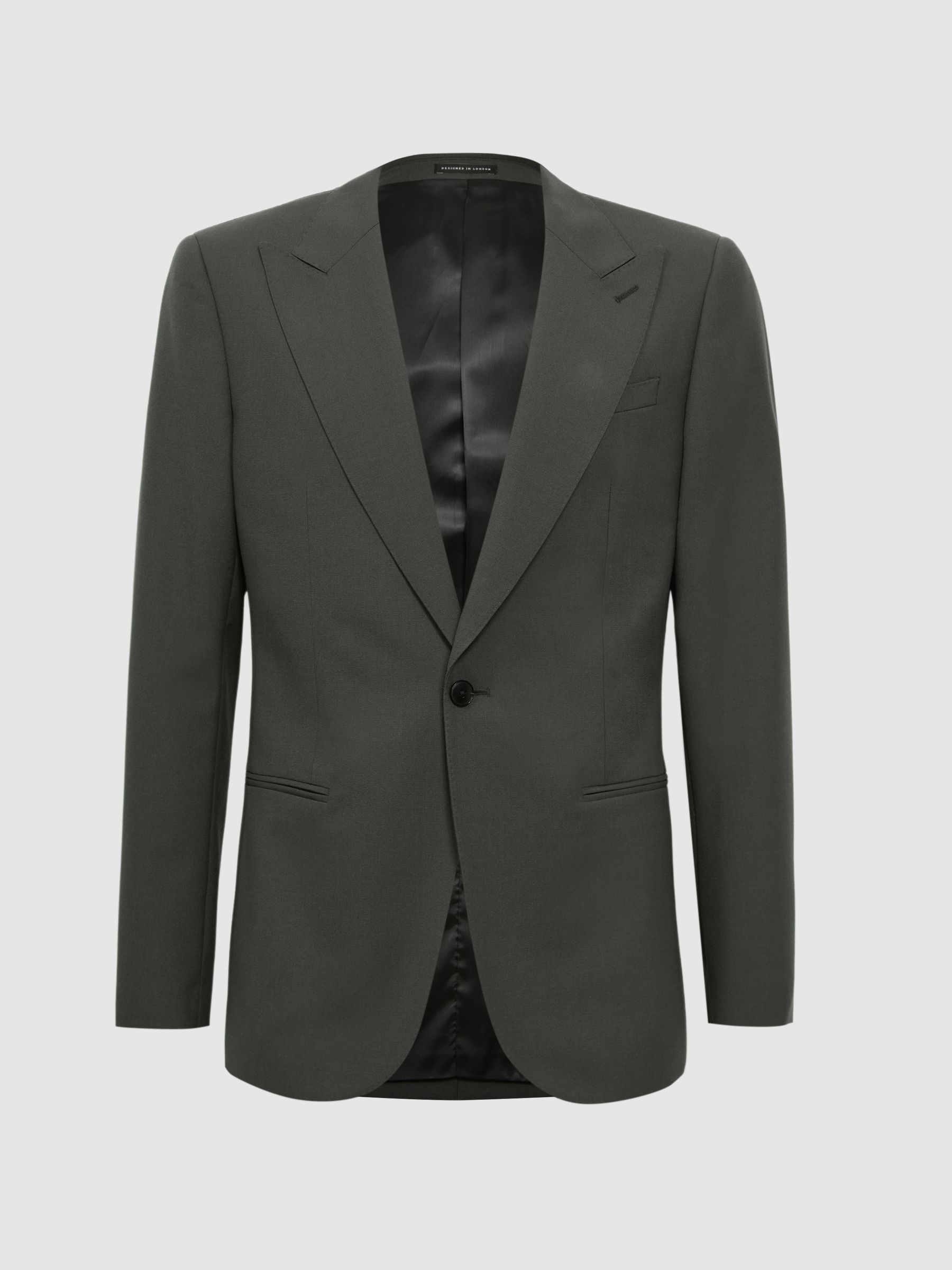 Slim Fit Wool Single Breasted Blazer in Forest Green - Image 2 of 6