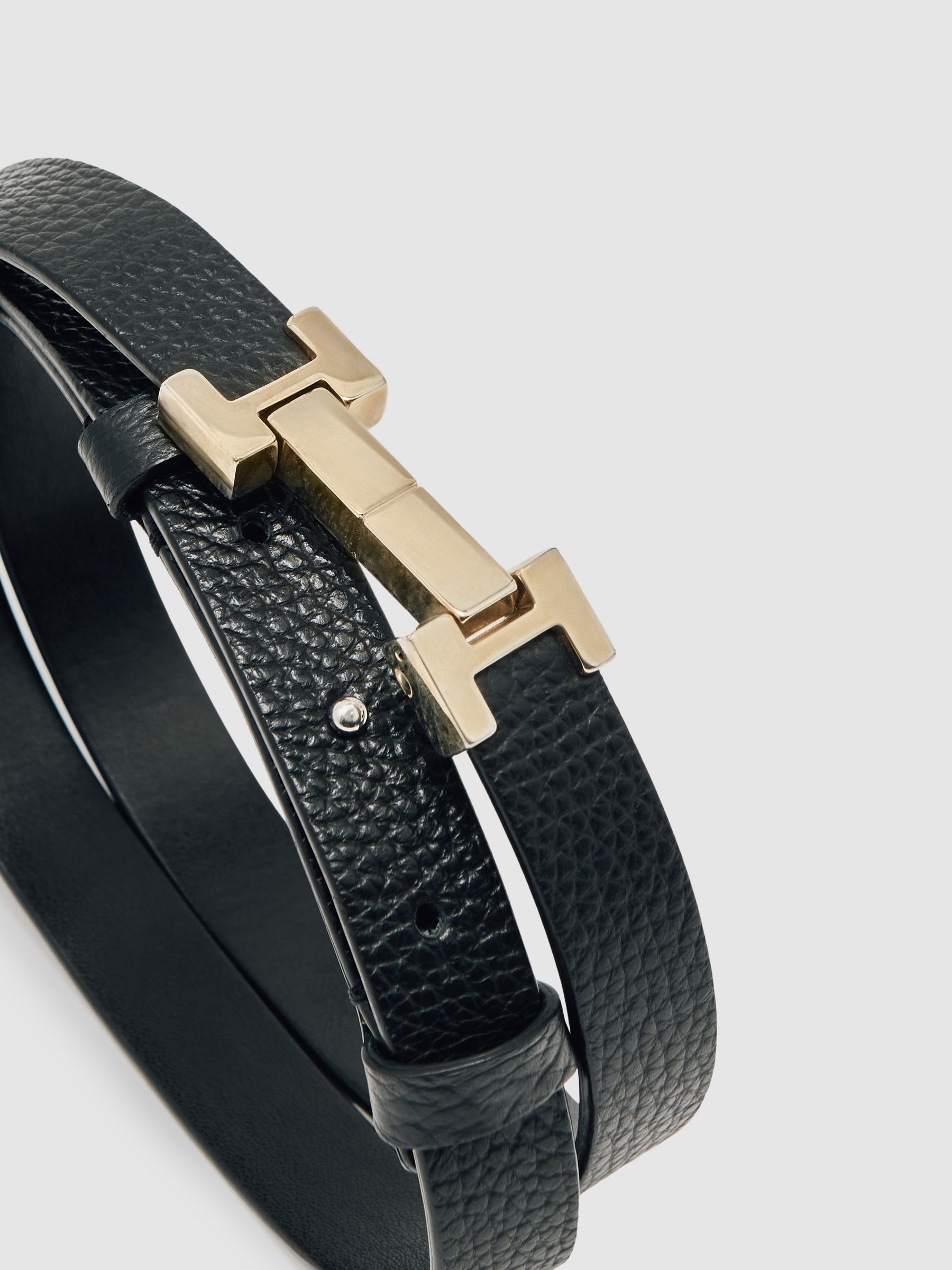 Leather Square Hinge Belt in Black - image 3