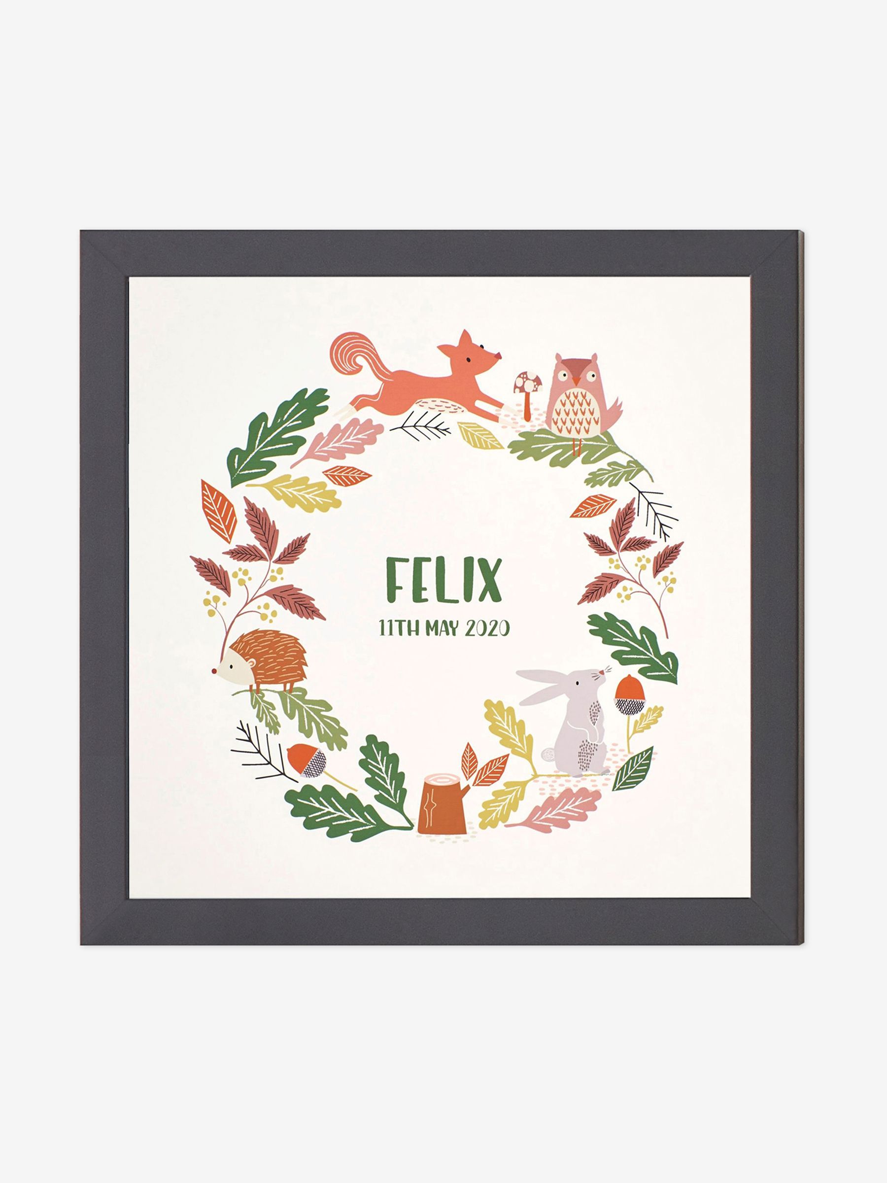 Black Personalised & Framed Woodland Print - Image 1 of 1