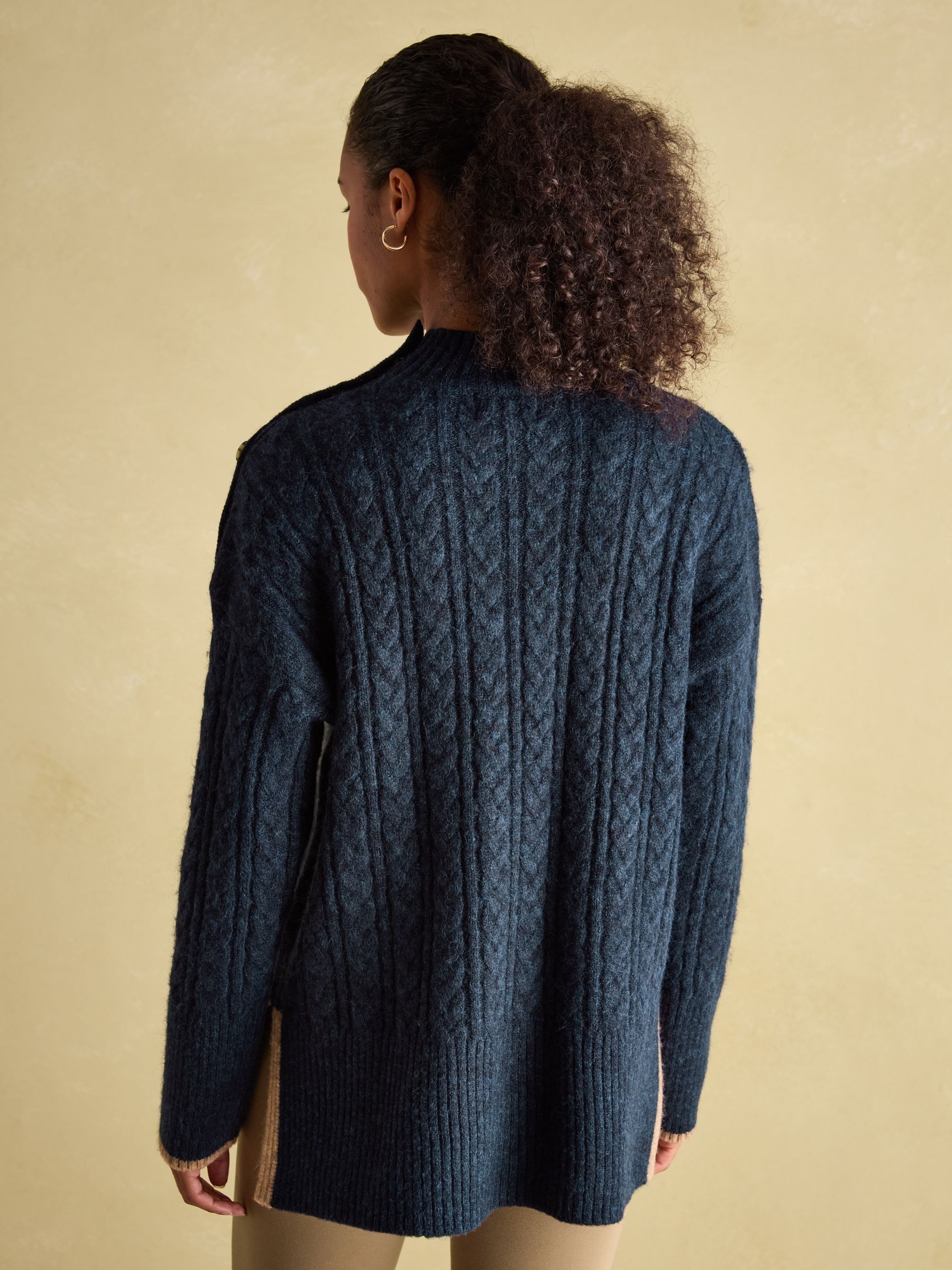 Betsy Navy Button Shoulder Cable Jumper - Image 2 of 6