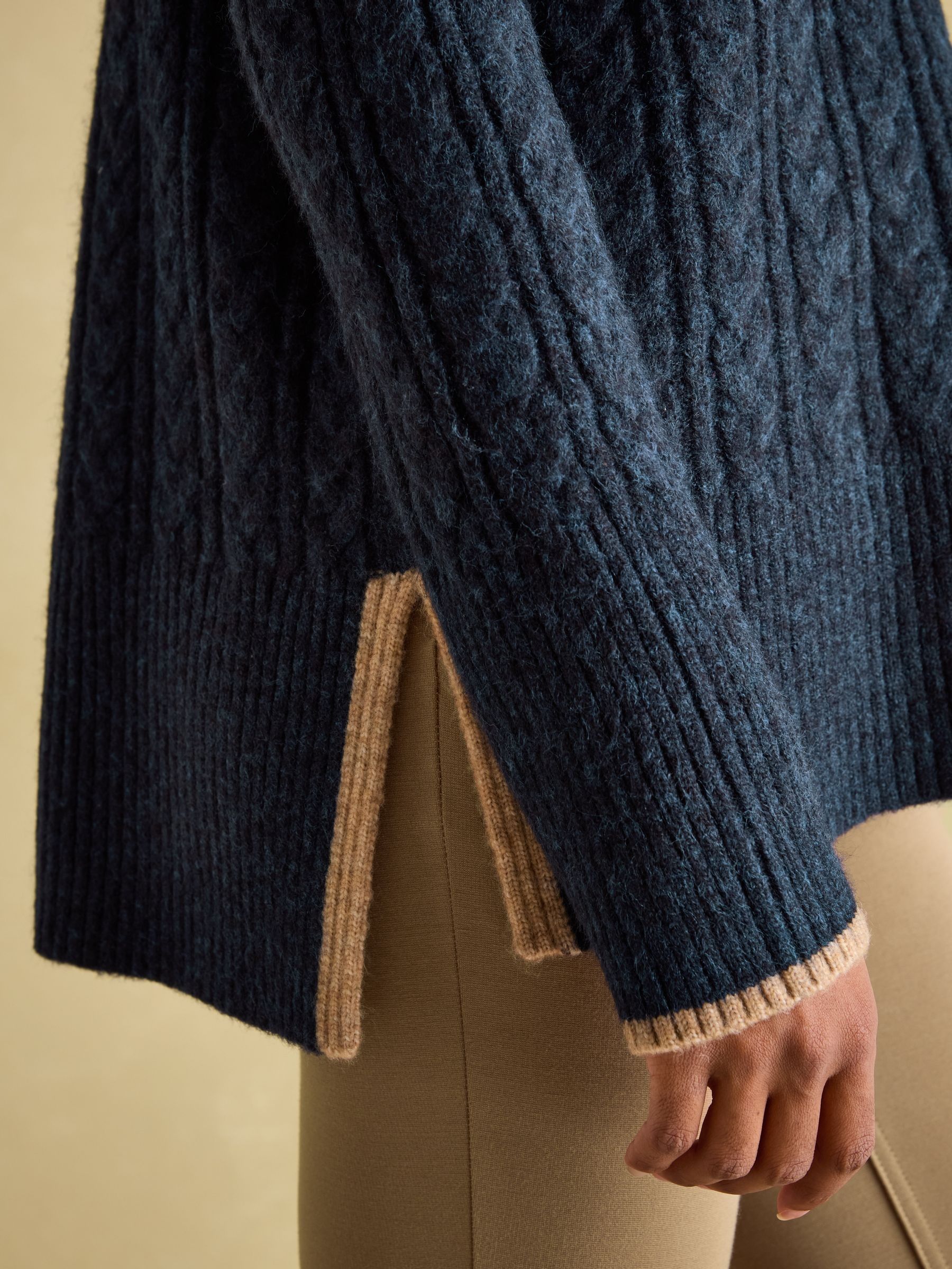 Betsy Navy Button Shoulder Cable Jumper - Image 5 of 6