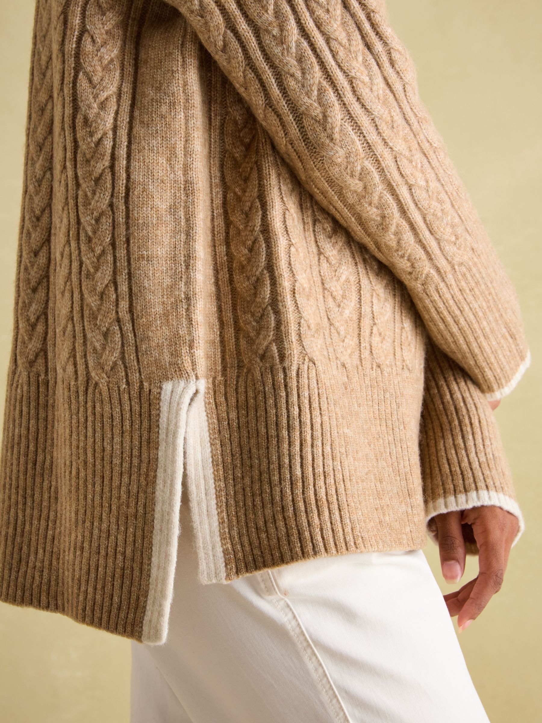 Betsy Camel Button Shoulder Cable Jumper - Image 3 of 6