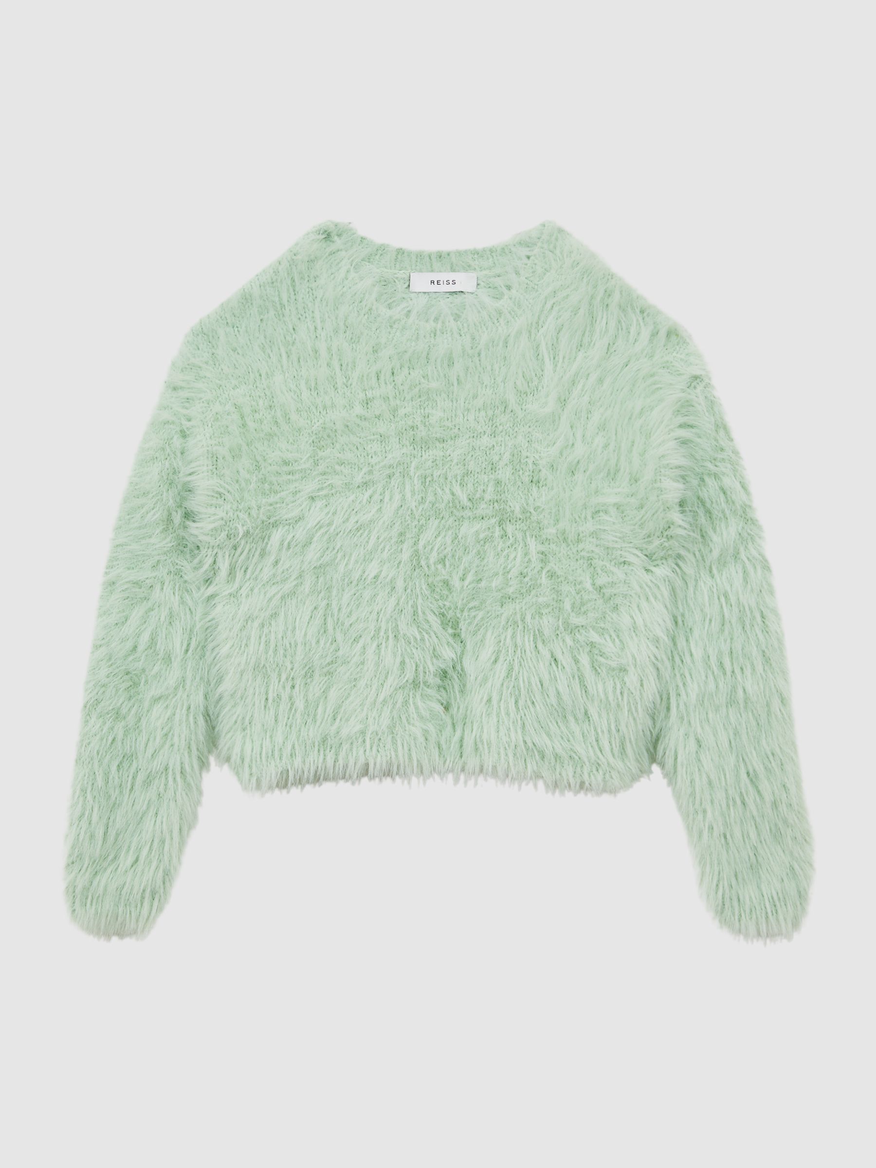 Fluffy Crew Neck Jumper in Green - Image 2 of 6 Fluffy Crew Neck Jumper in Green - Image 2 of 6
