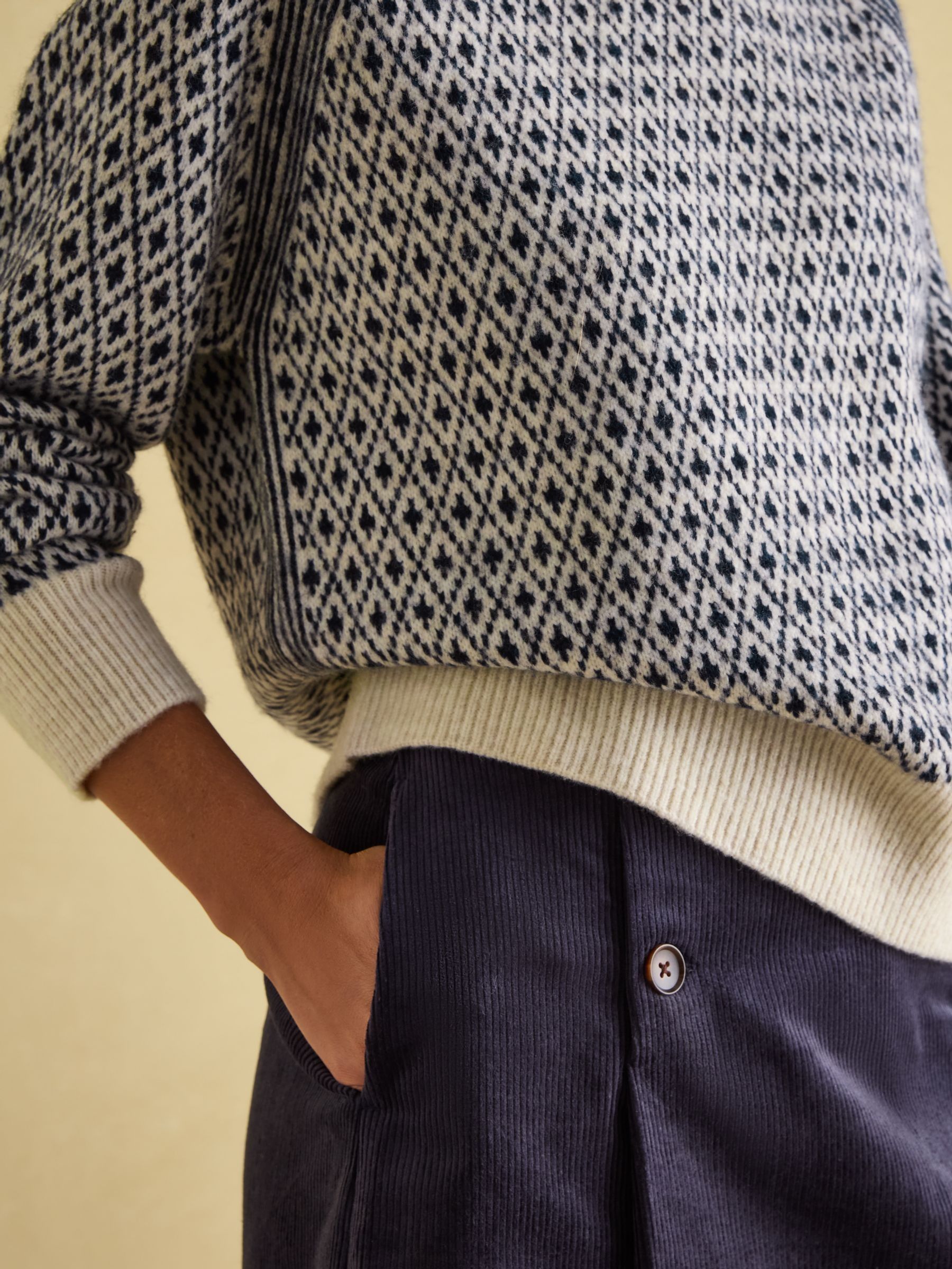 Ingrid Cream/Navy Patterned Jumper with Detachable Roll Neck - Image 6 of 7