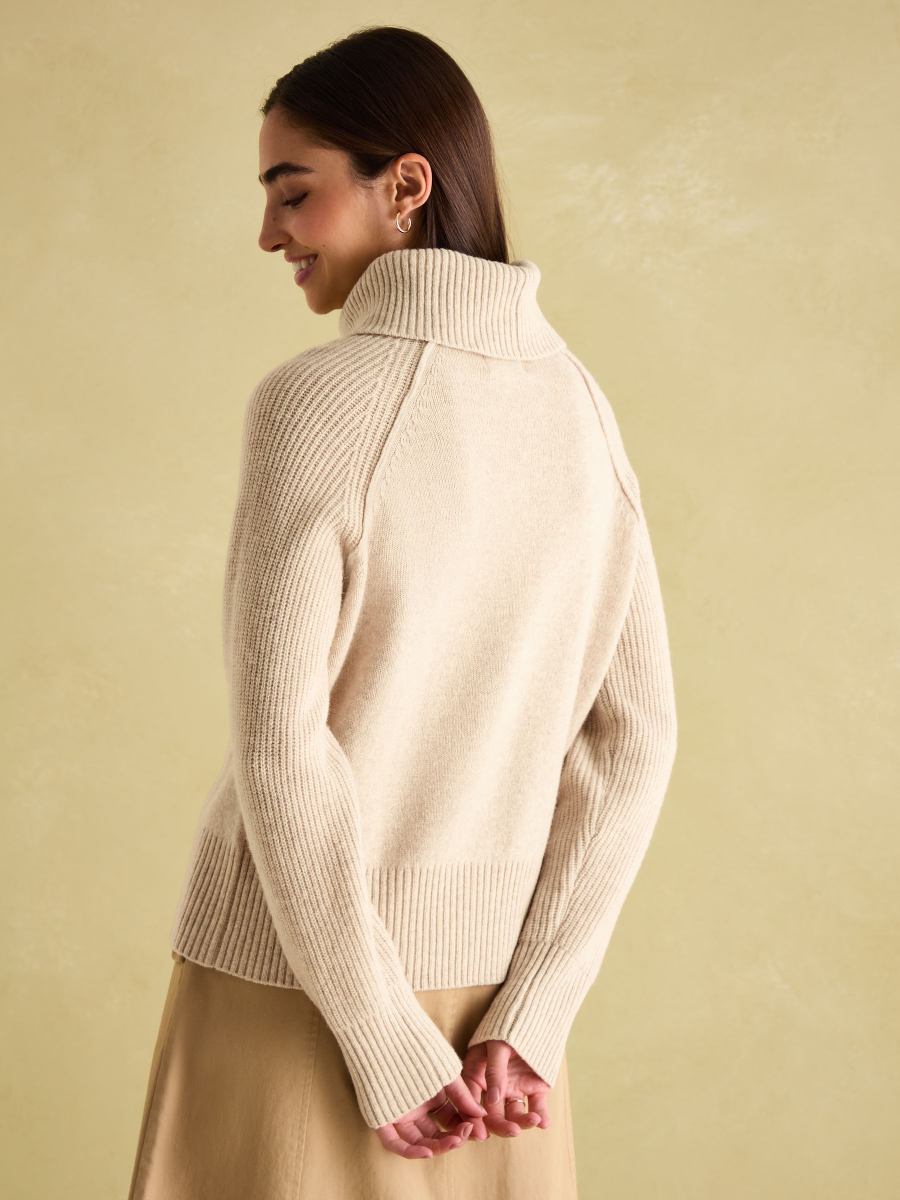 May Oatmeal Merino Wool Jumper with Detachable Roll Neck - Image 2 of 9